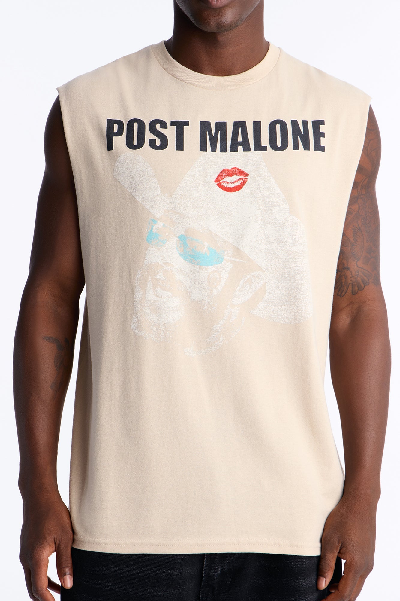 Post Malone Cowboy Hat Oversized Muscle Tee - Sand image 3