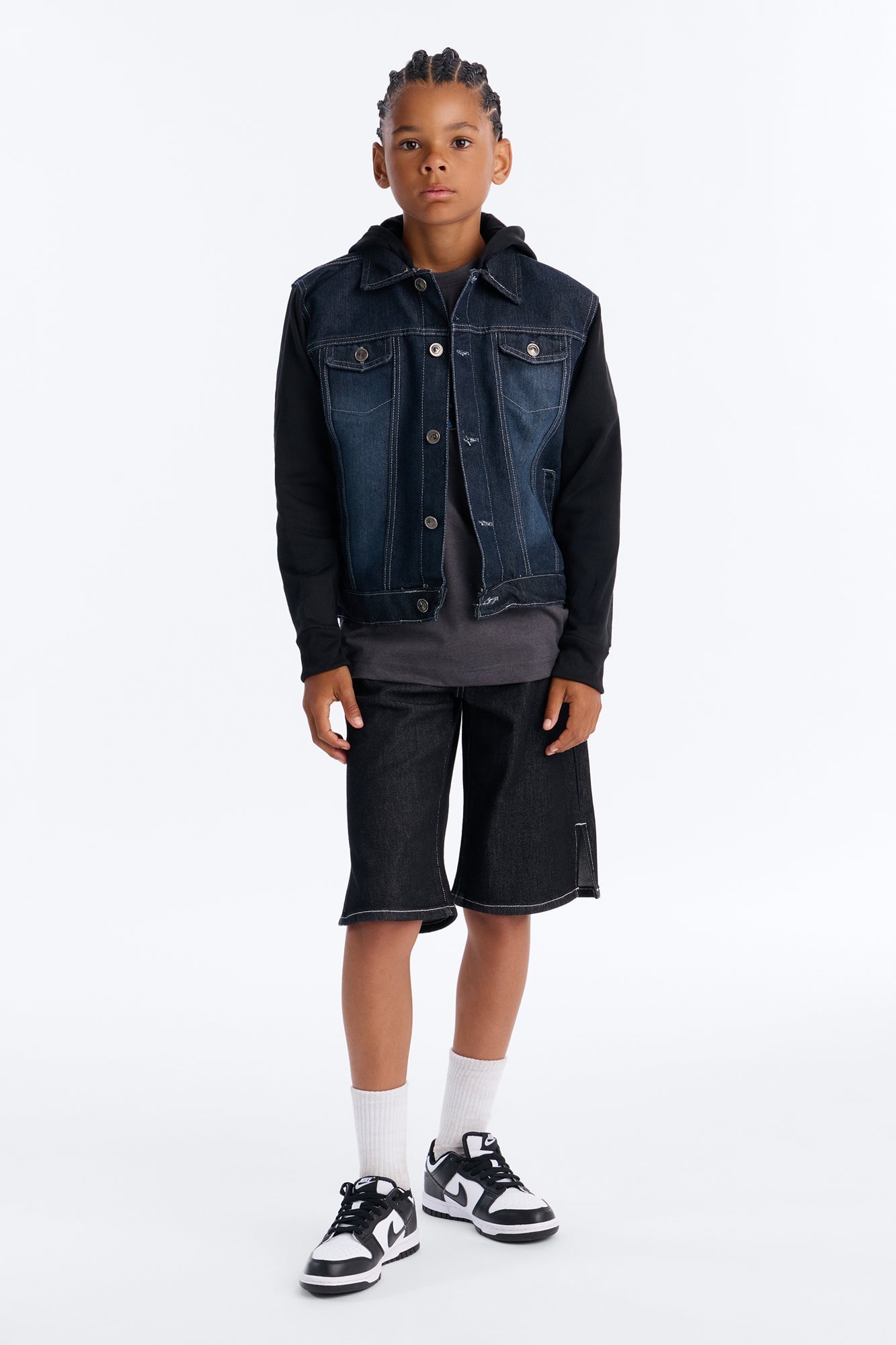Mini Know For Sure Denim And Fleece Jacket - Black Wash image 2