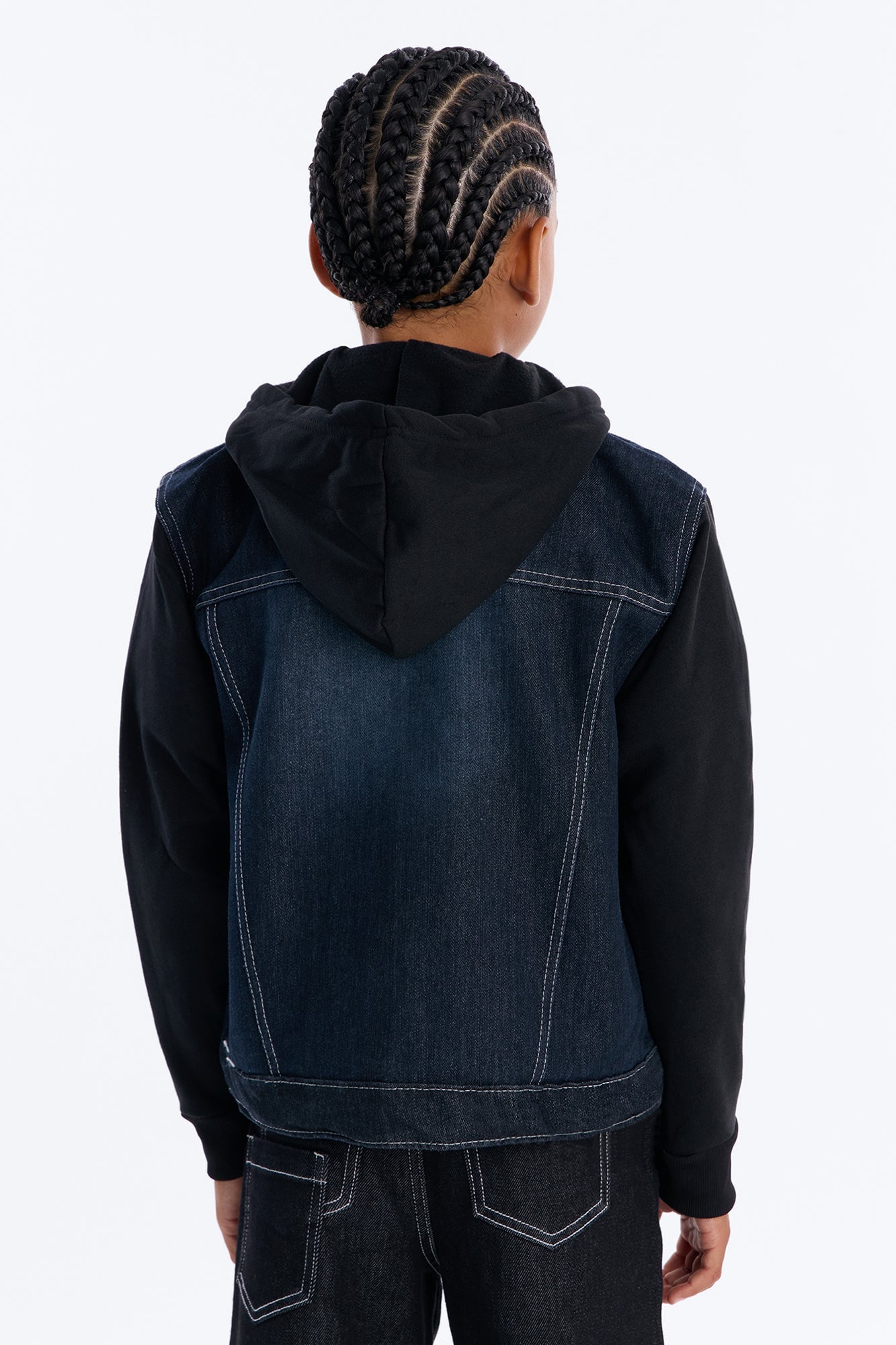 Mini Know For Sure Denim And Fleece Jacket - Black Wash image 3