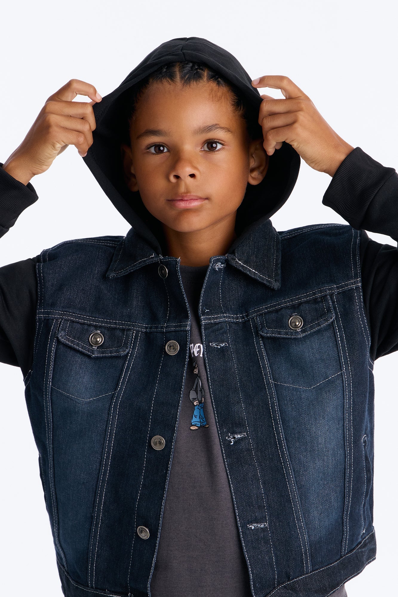 Mini Know For Sure Denim And Fleece Jacket - Black Wash image 4
