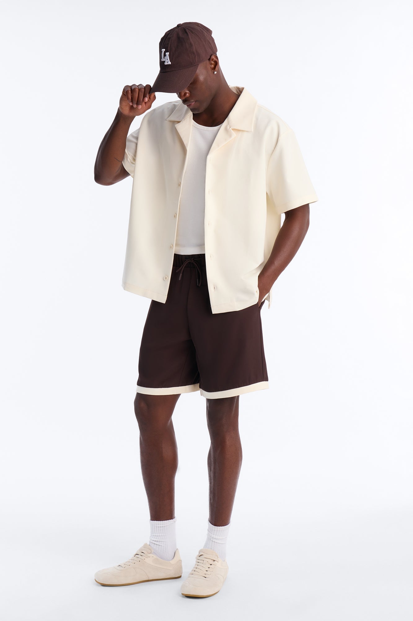 Laguna Boxy Cropped Button Up Shirt - Cream image 6