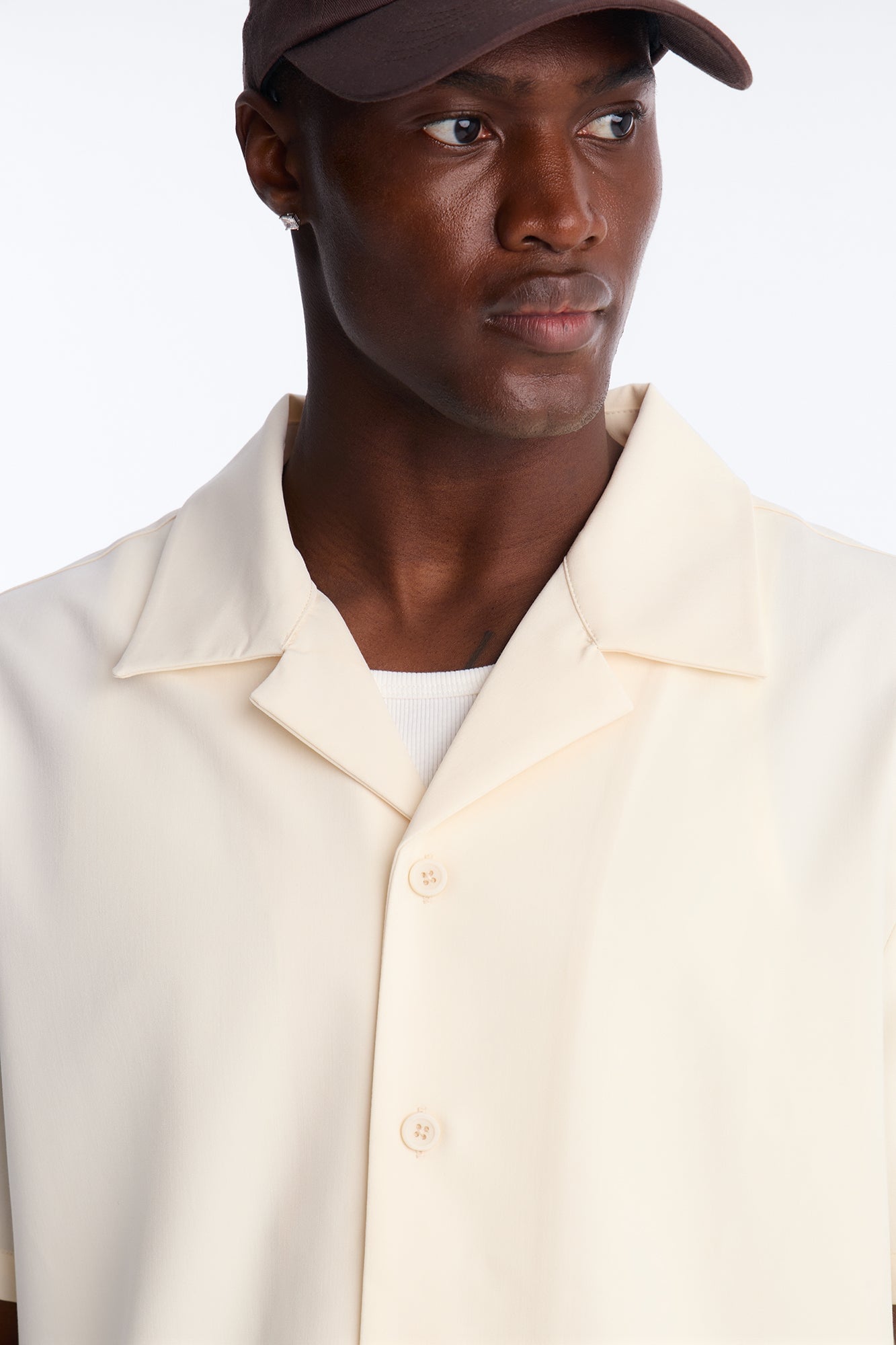 Laguna Boxy Cropped Button Up Shirt - Cream image 7