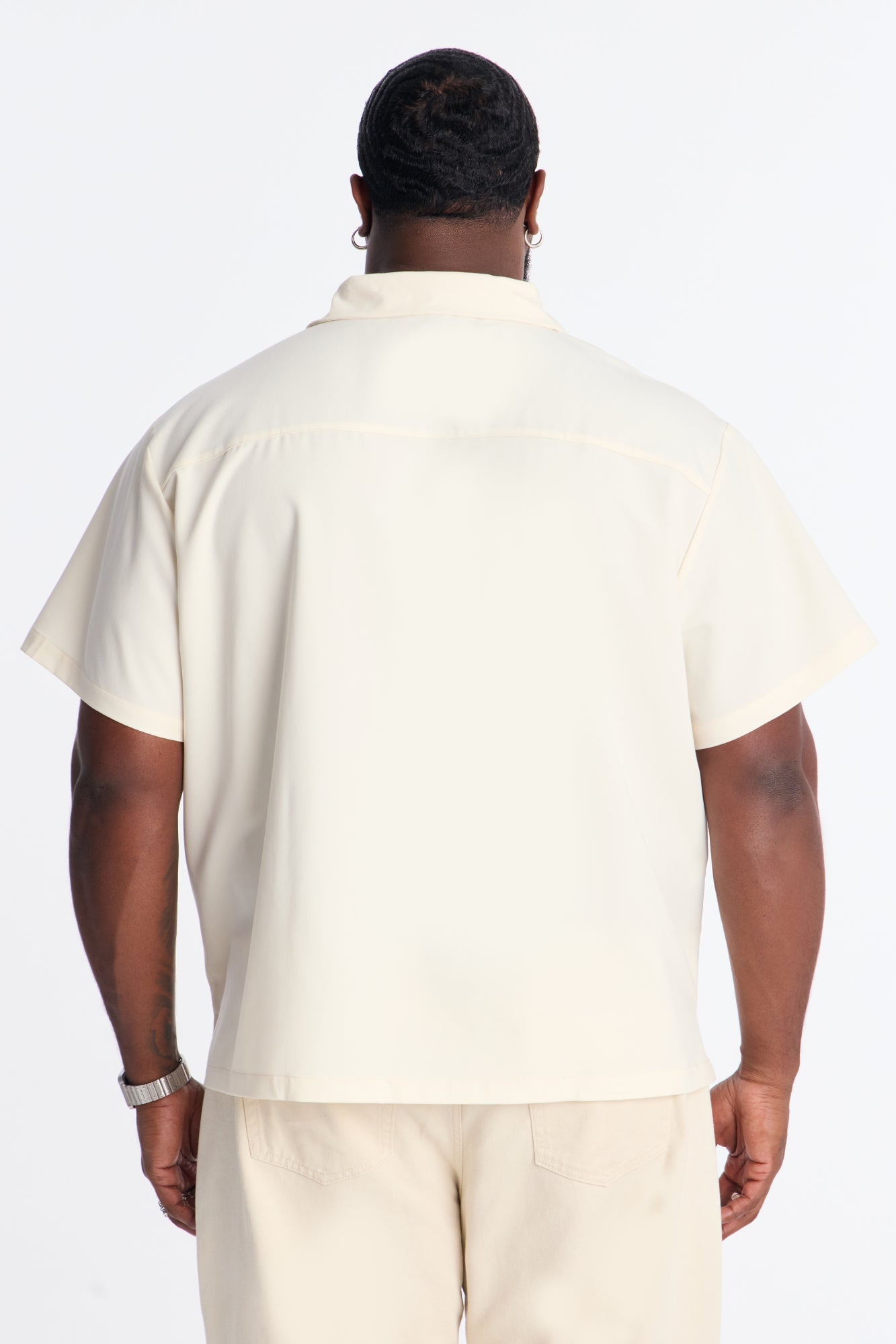 Laguna Boxy Cropped Button Up Shirt - Cream image 3