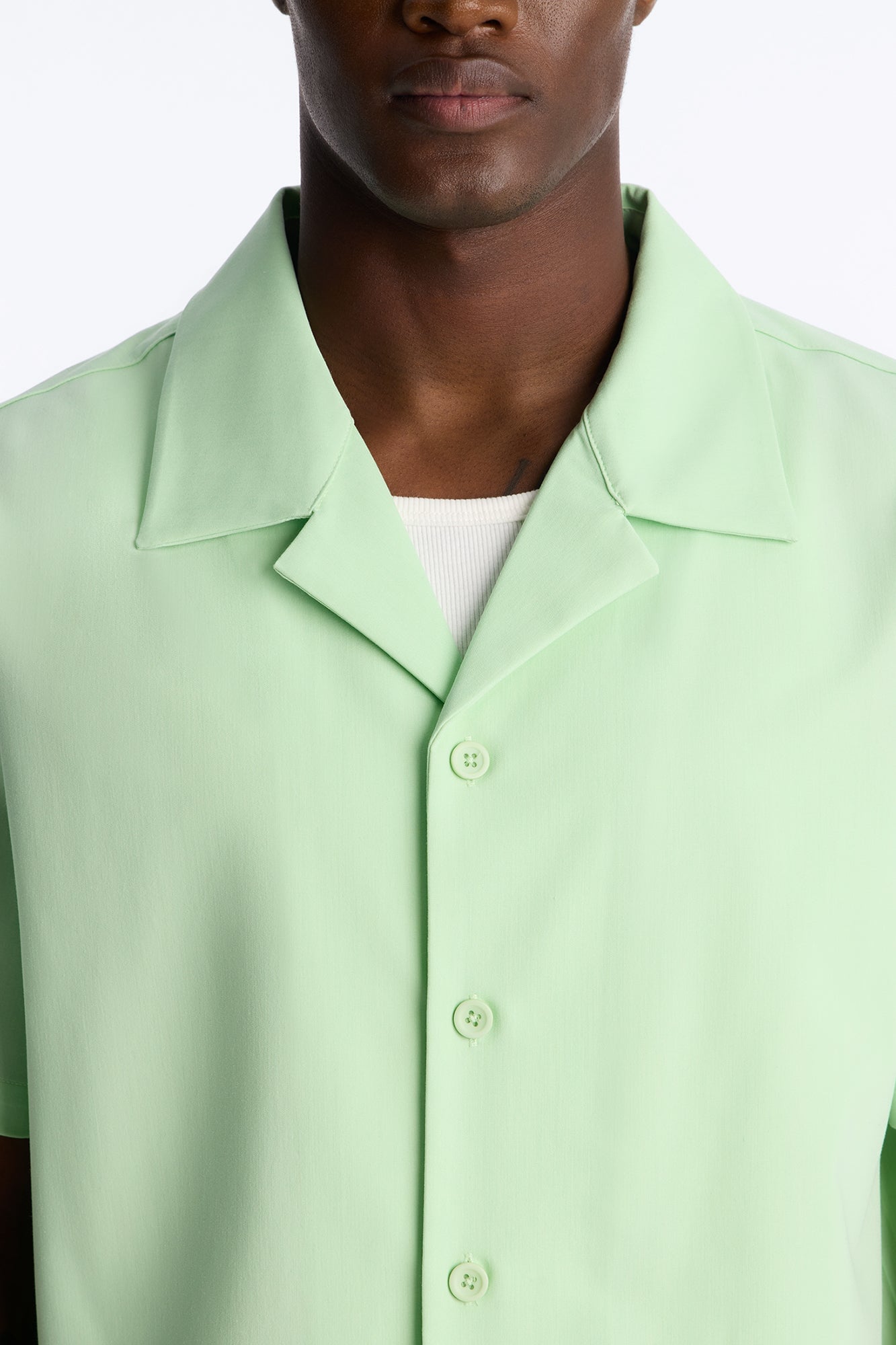 Laguna Boxy Cropped Button Up Shirt - Green image 7