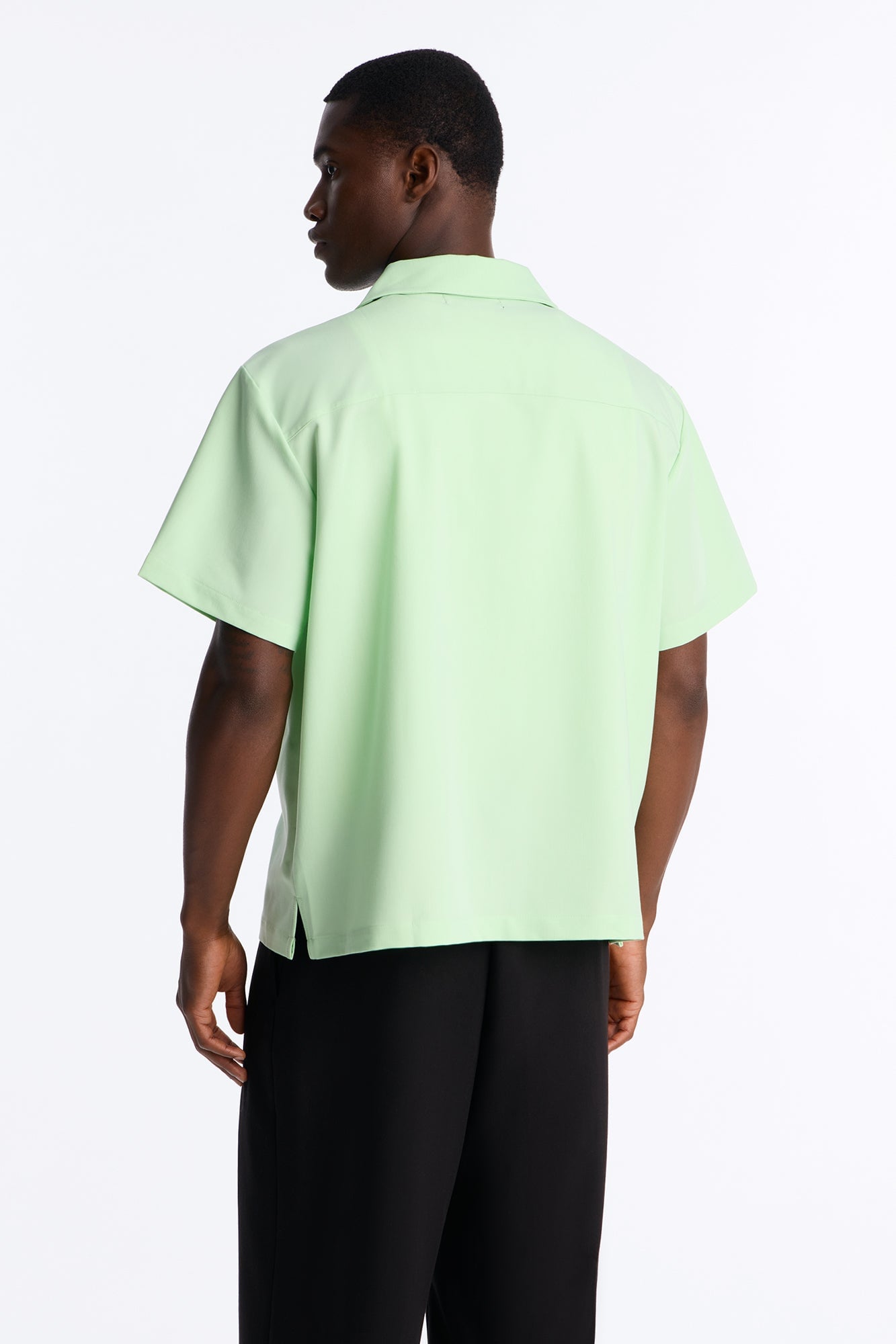 Laguna Boxy Cropped Button Up Shirt - Green image 8