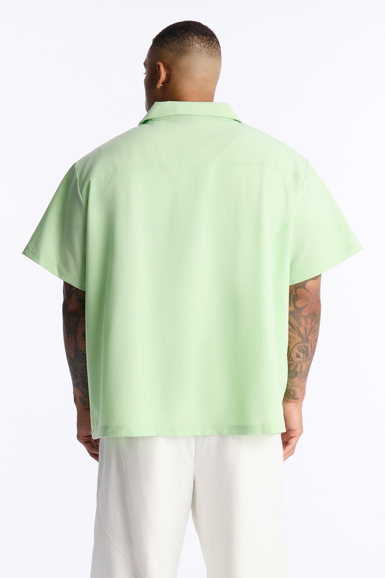 Laguna Boxy Cropped Button Up Shirt - Green image 3