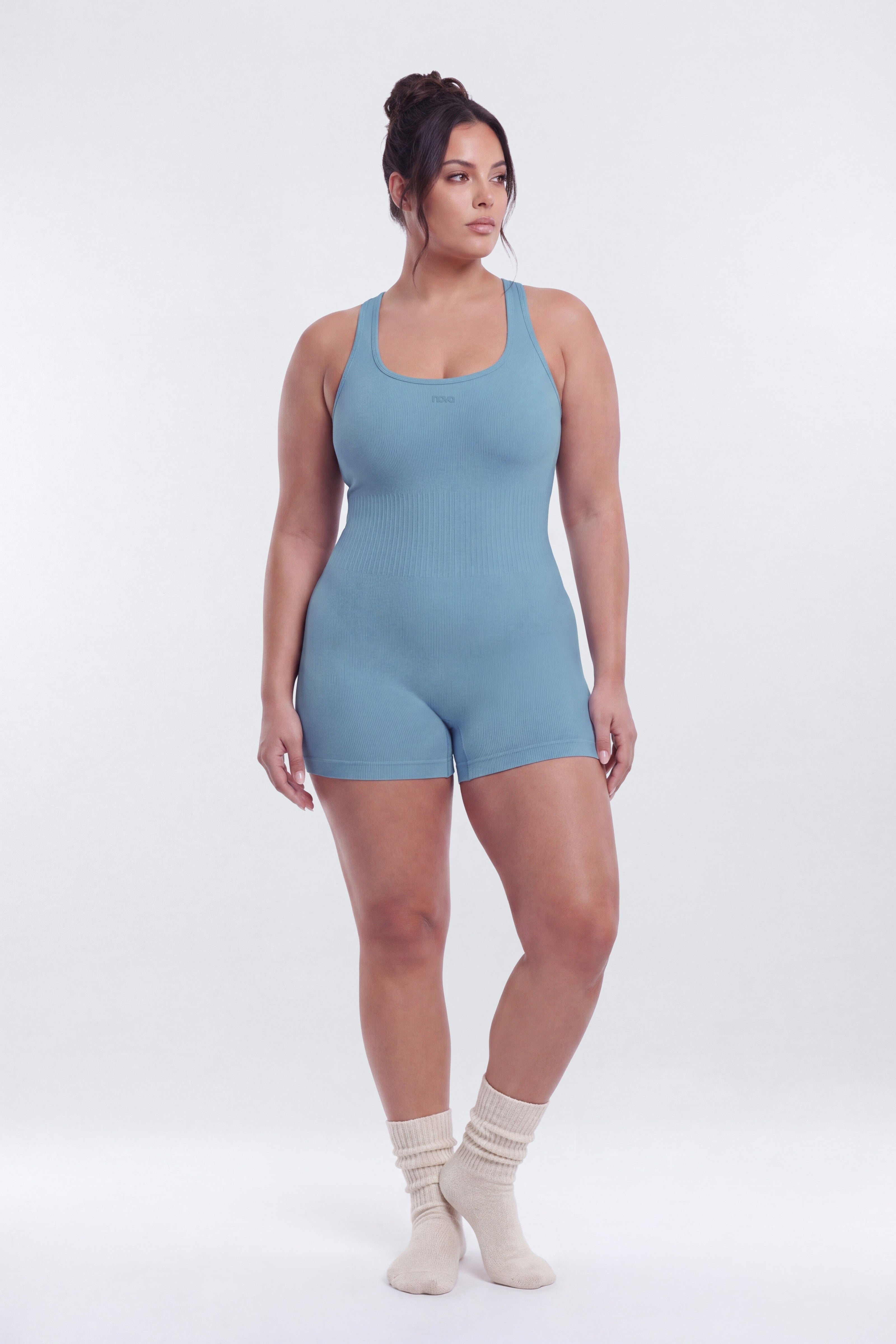 CottonFlex™ Low Back Sports Romper - Soft Indigo image 6