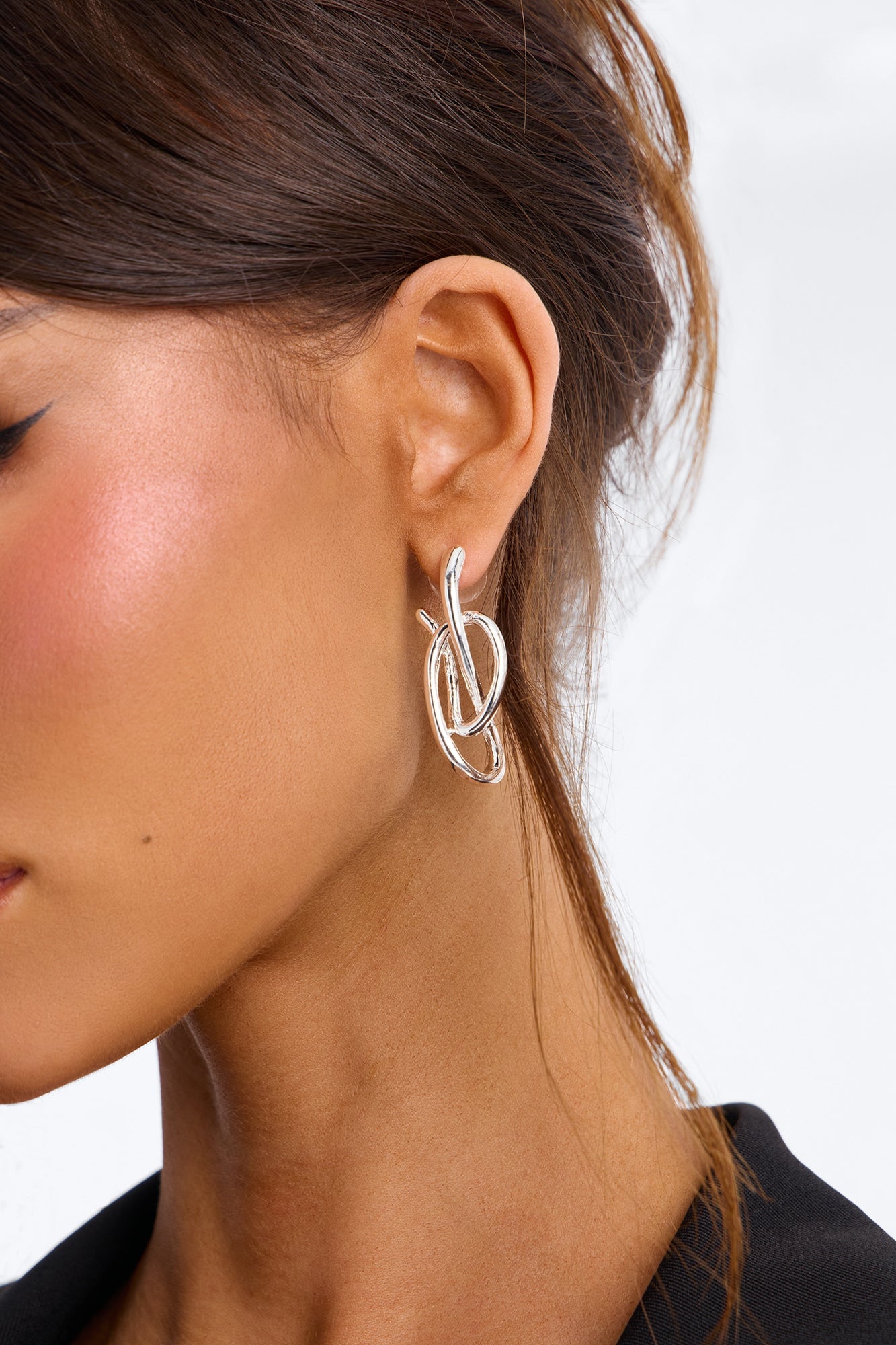 No Words Drop Earrings - Silver image 1