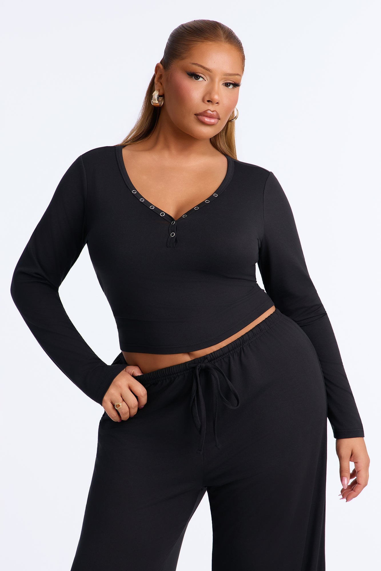 Lazy Morning Pant Set - Black image 2