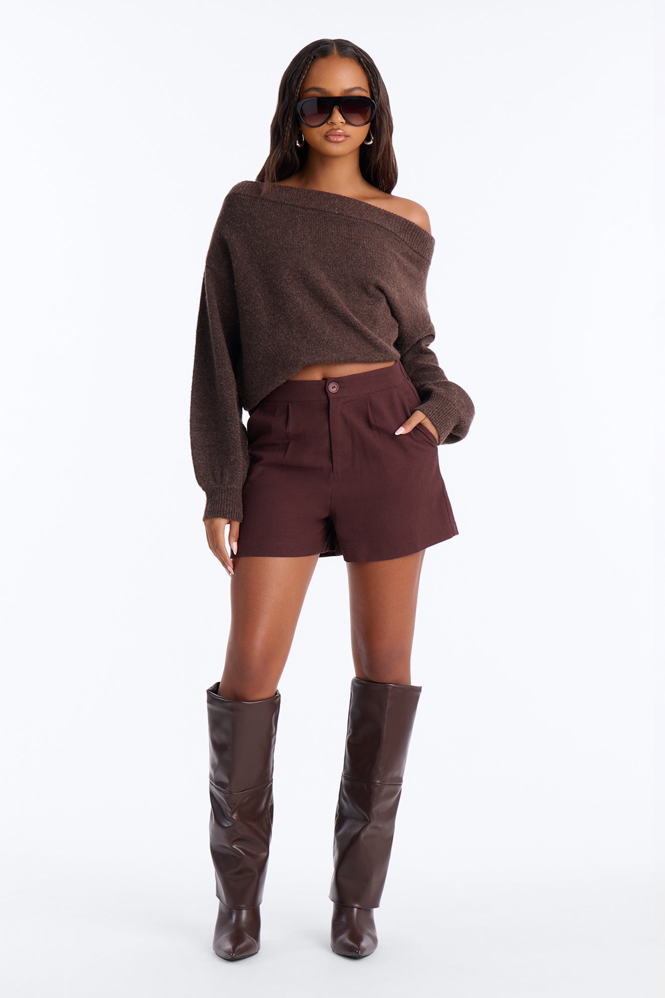 Katie Linen Trouser Short - Chocolate image 5
