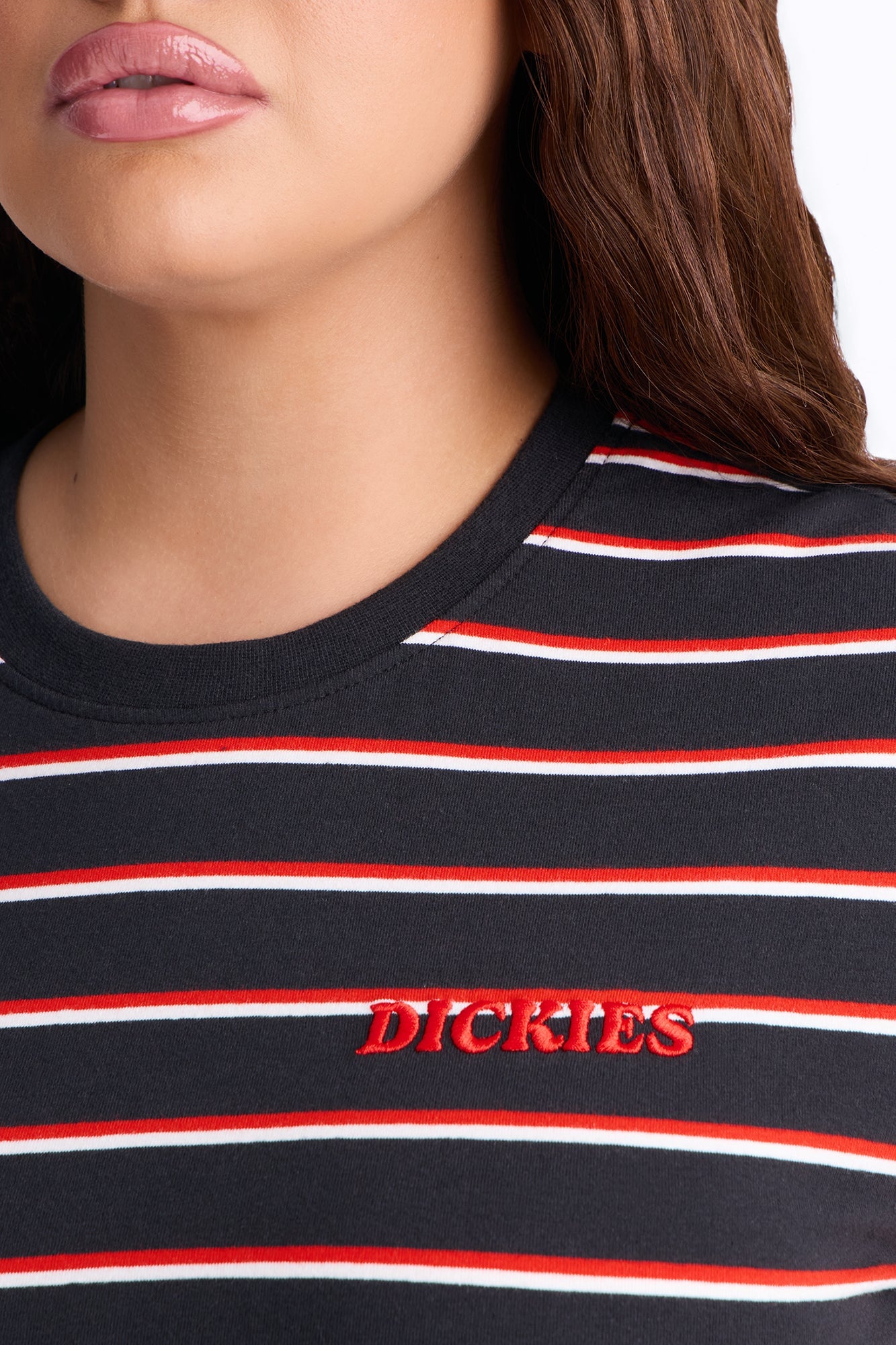 Dickies Striped Embroidered Tee - Black image 3