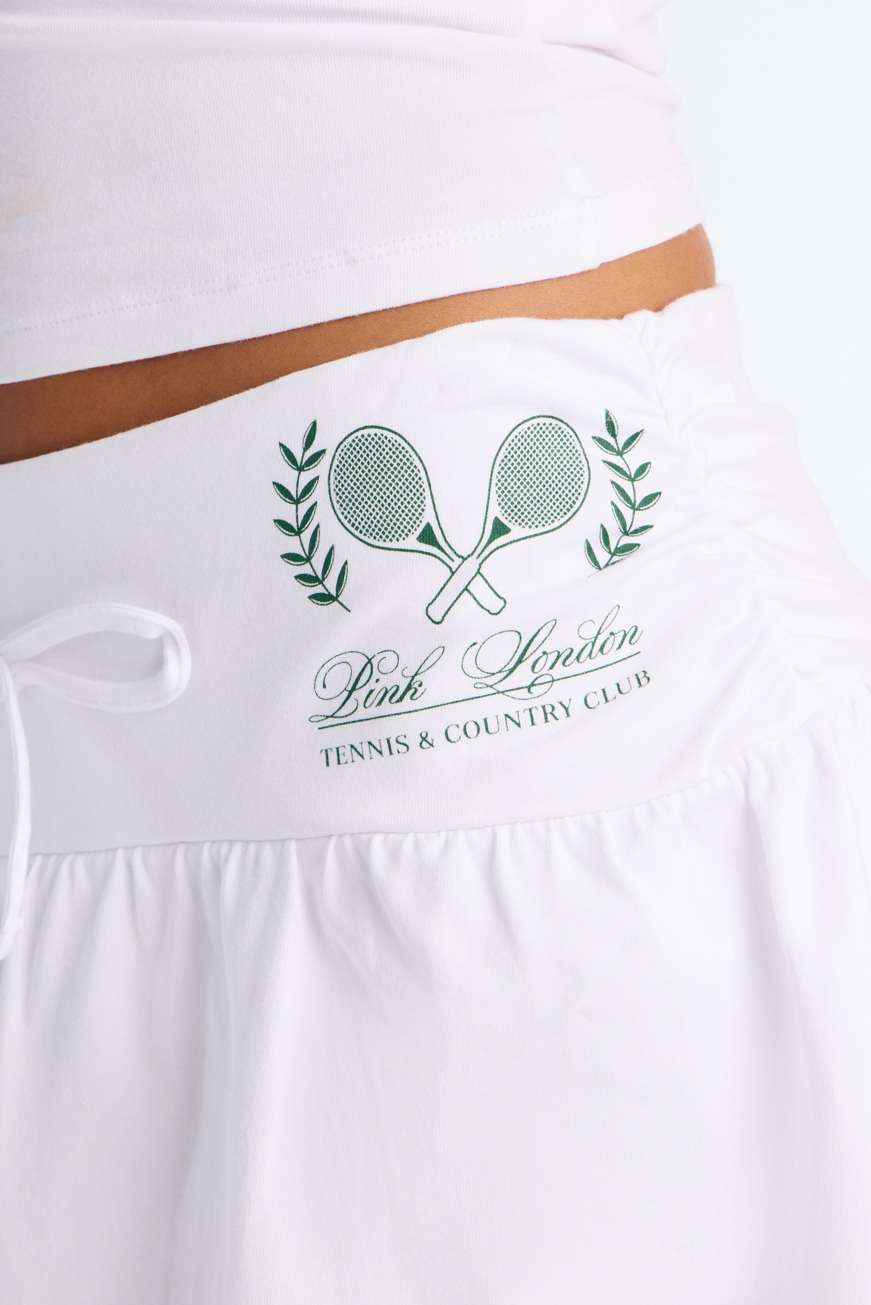 PINK London Sporty Tie Waist Mini Skirt - White image 8