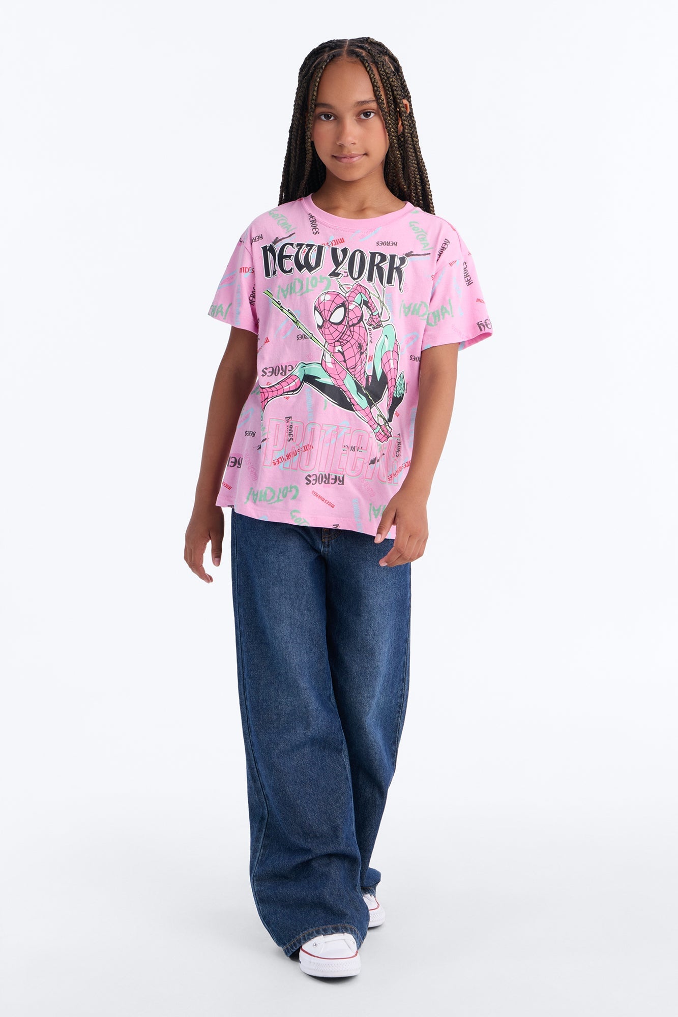 Mini Spiderman New York Short Sleeve Tee - Pink image 2