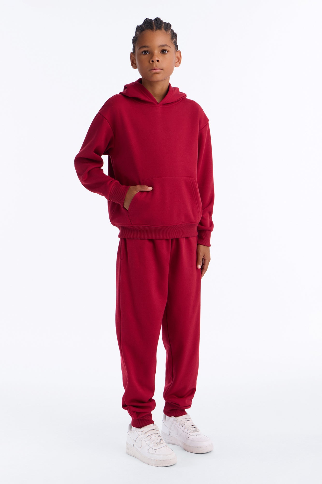 Mini Figure It Out Fleece Jogger Pant Set - Burgundy image 1