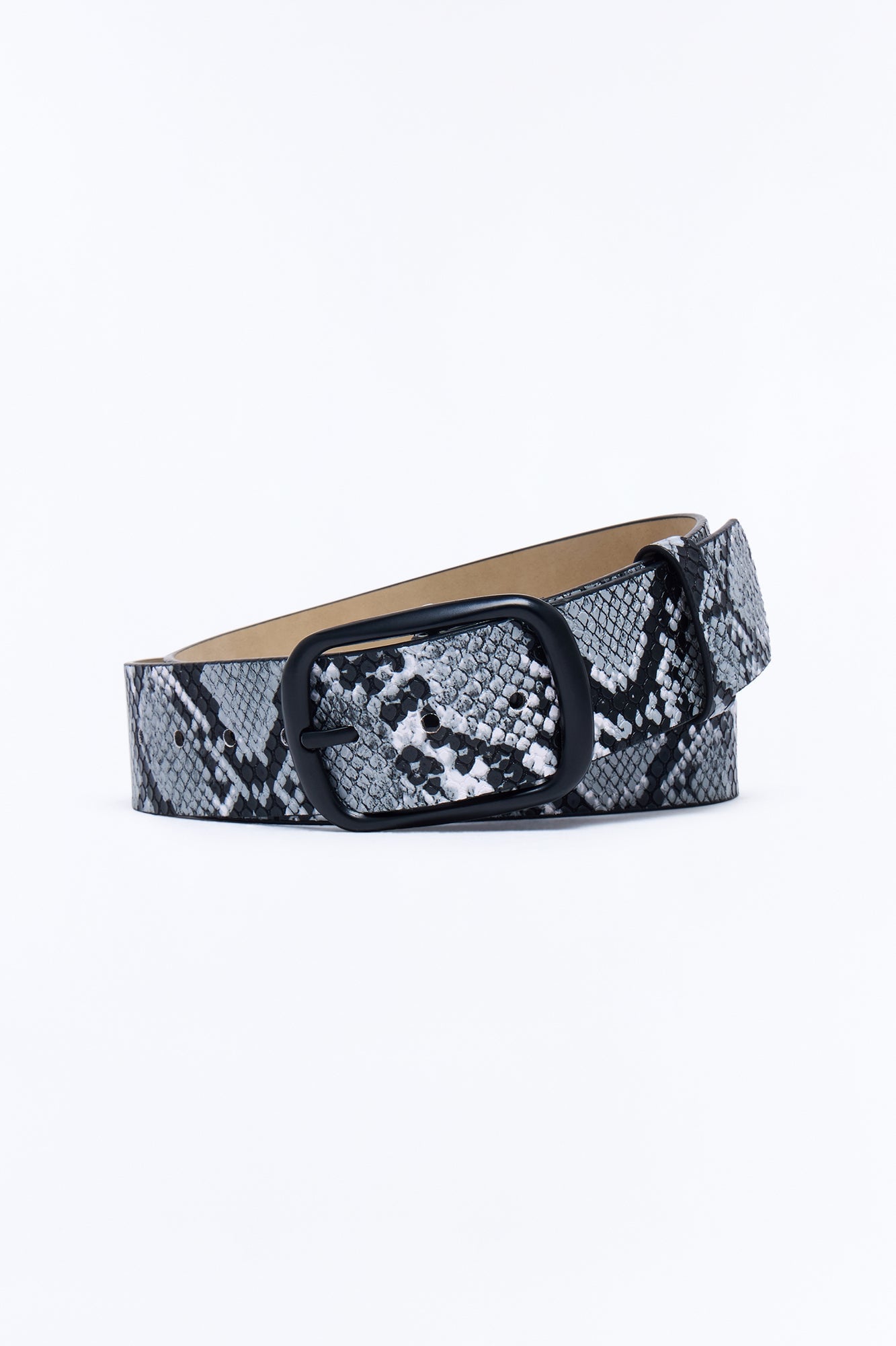 Snake Embossed Faux Leather Buckle Belt - Black/combo image 3