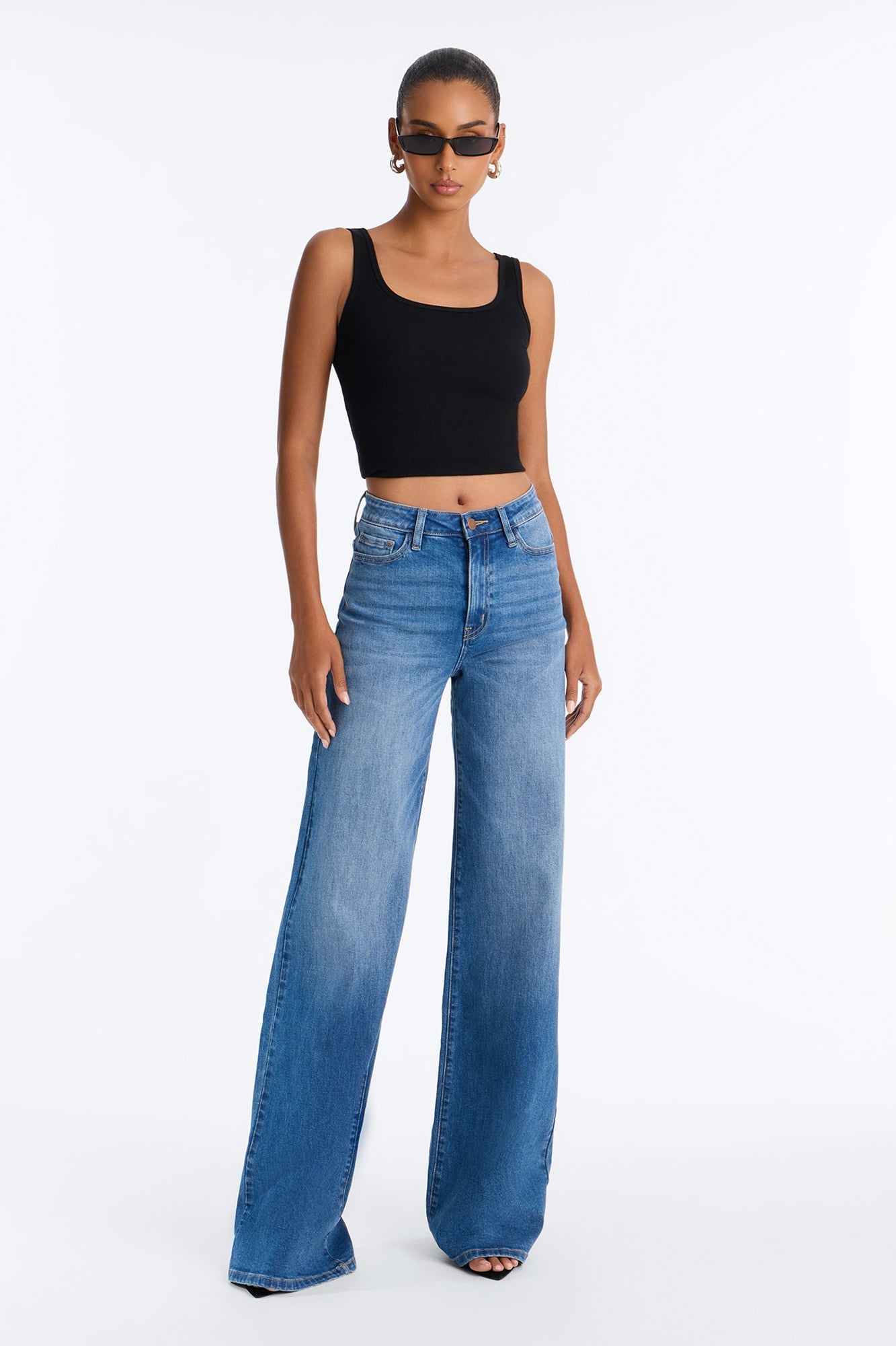 Tall Chasing Thrills Stretch Wide Leg Jeans - Medium Wash image 6