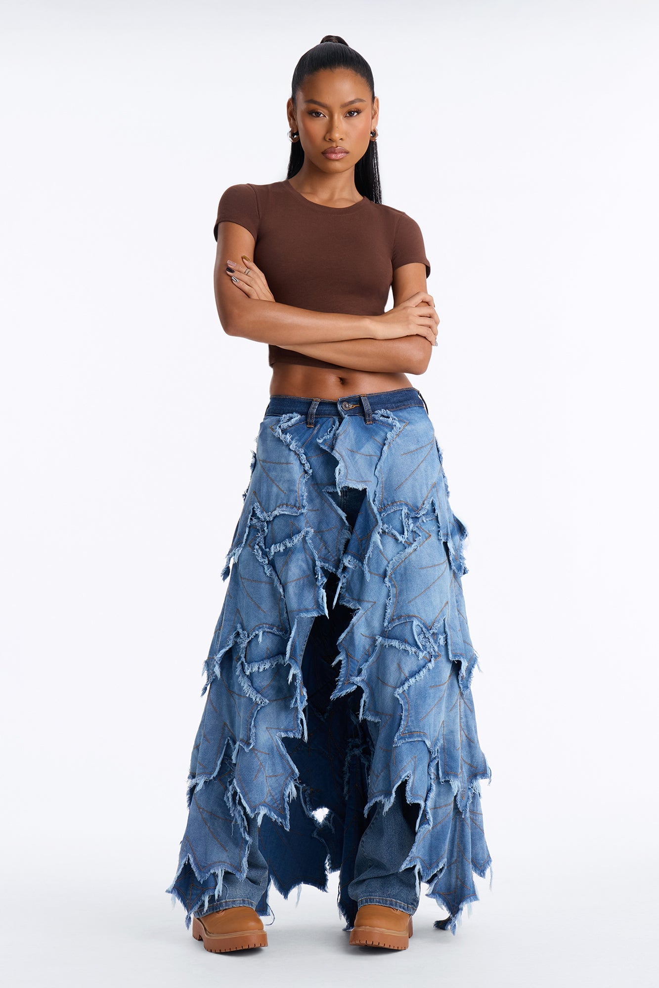 La Promenade Straight Leg Overlay Jeans - Medium Wash image 2