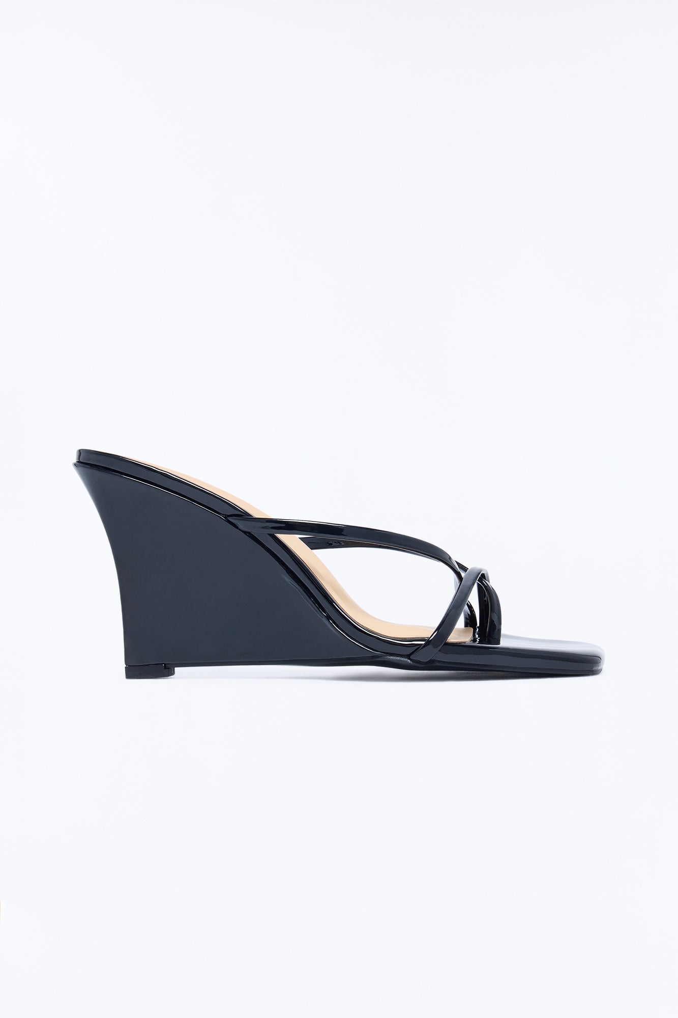 Andrea Square Toe Mule Wedges - Black image 3