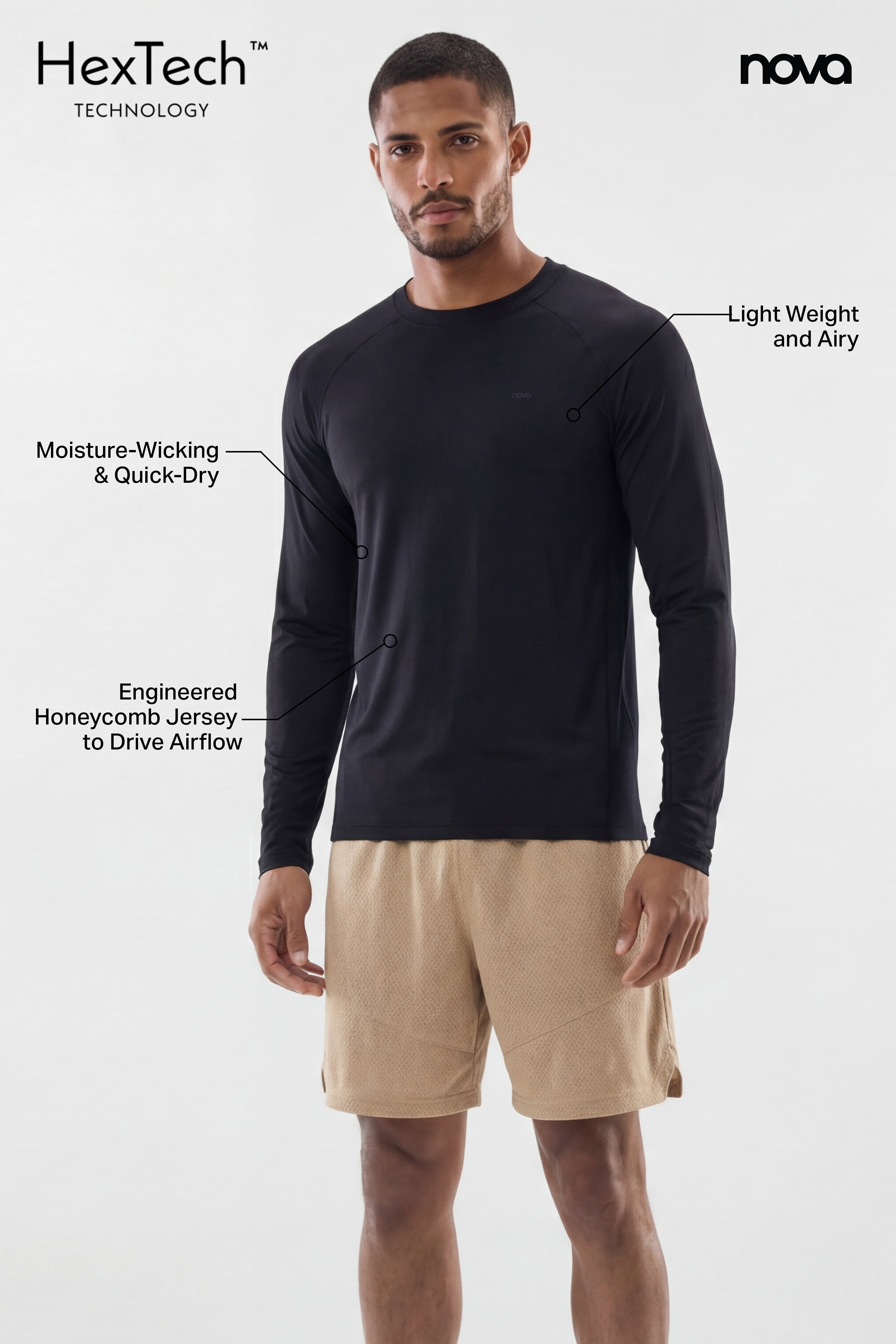 HexTech™ Long Sleeve Active Top - Black image 5