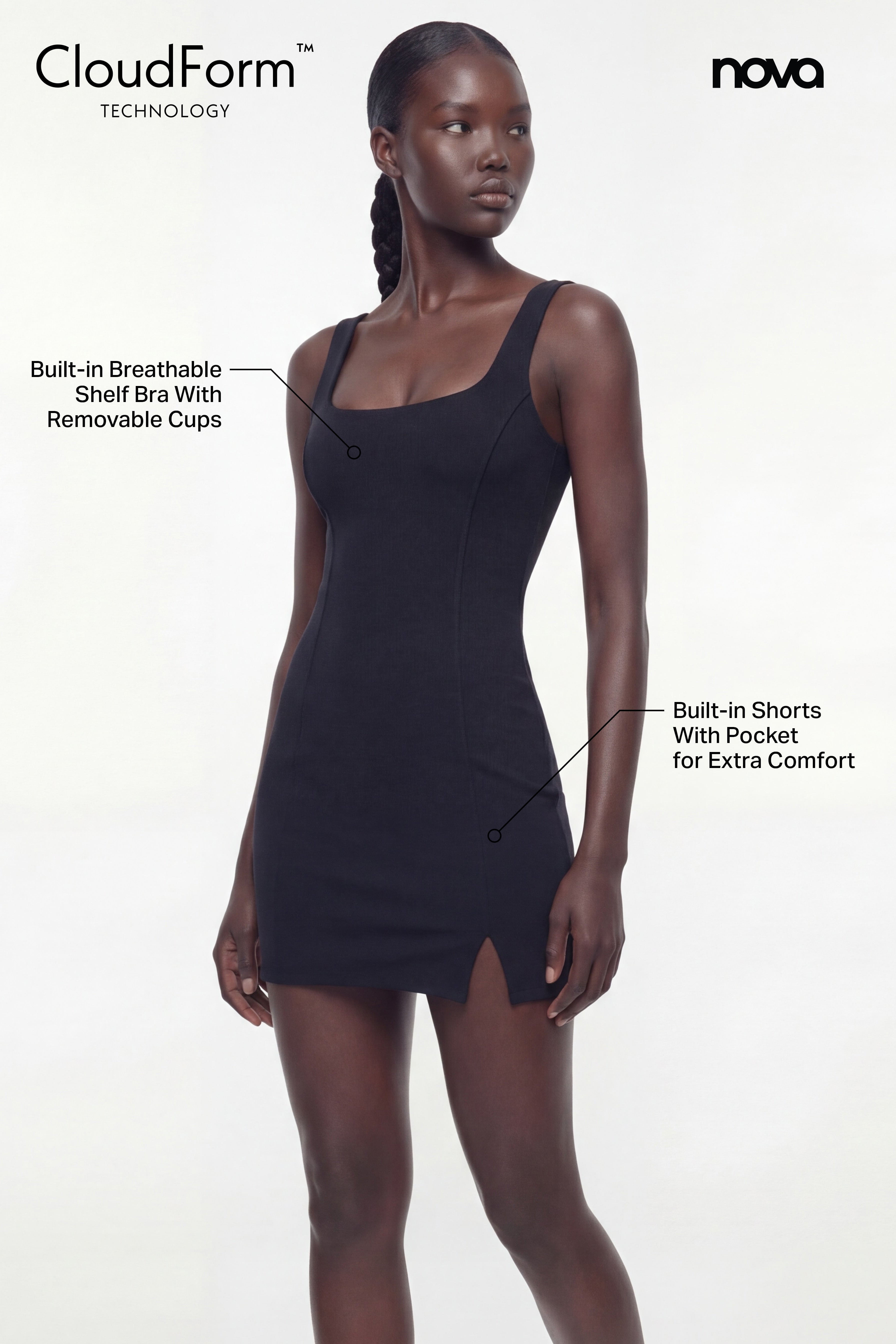 CloudForm™ Built In Shorts Sports Dress - Black image 7