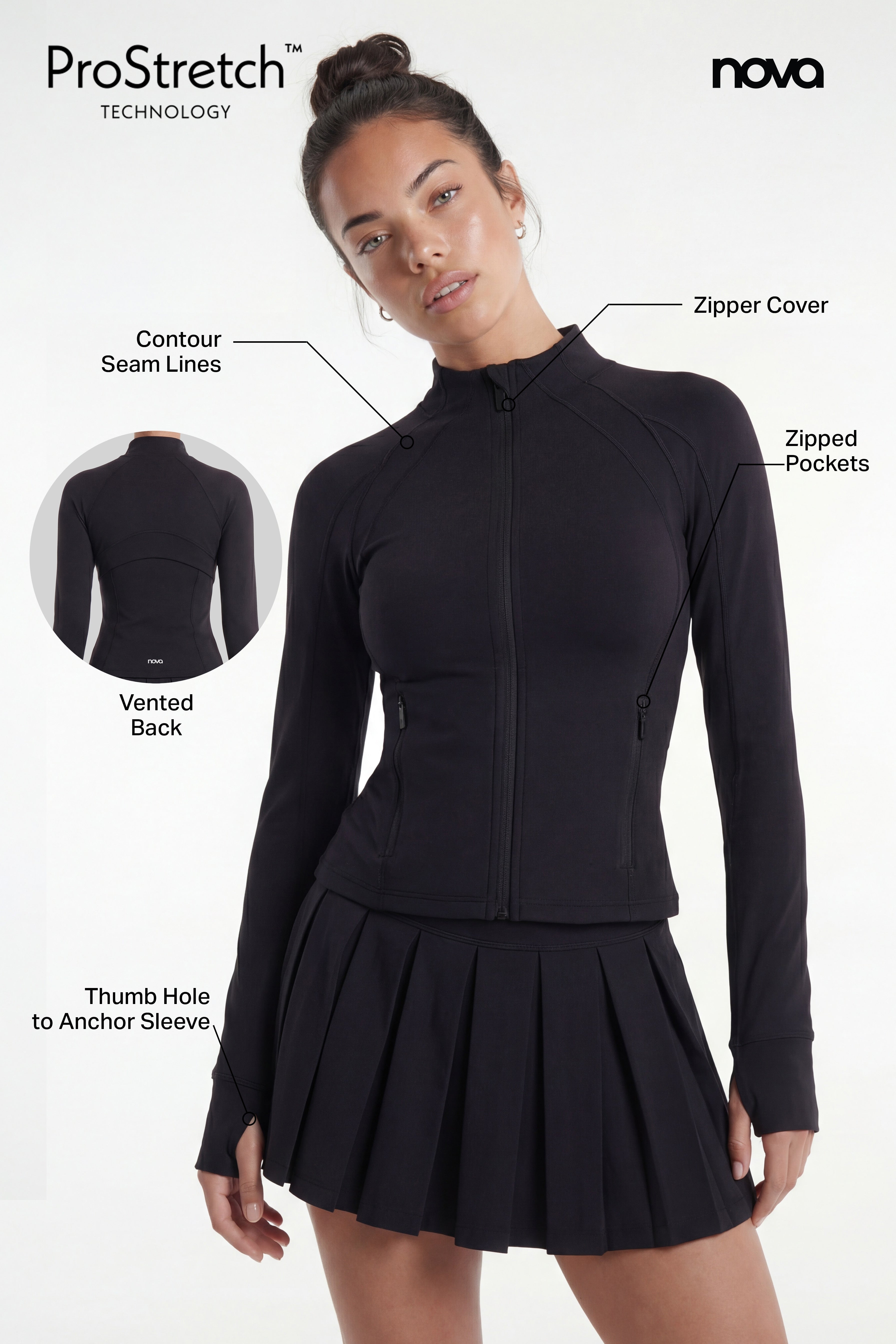ProStretch™ Front Zip Sports Jacket - Black image 9