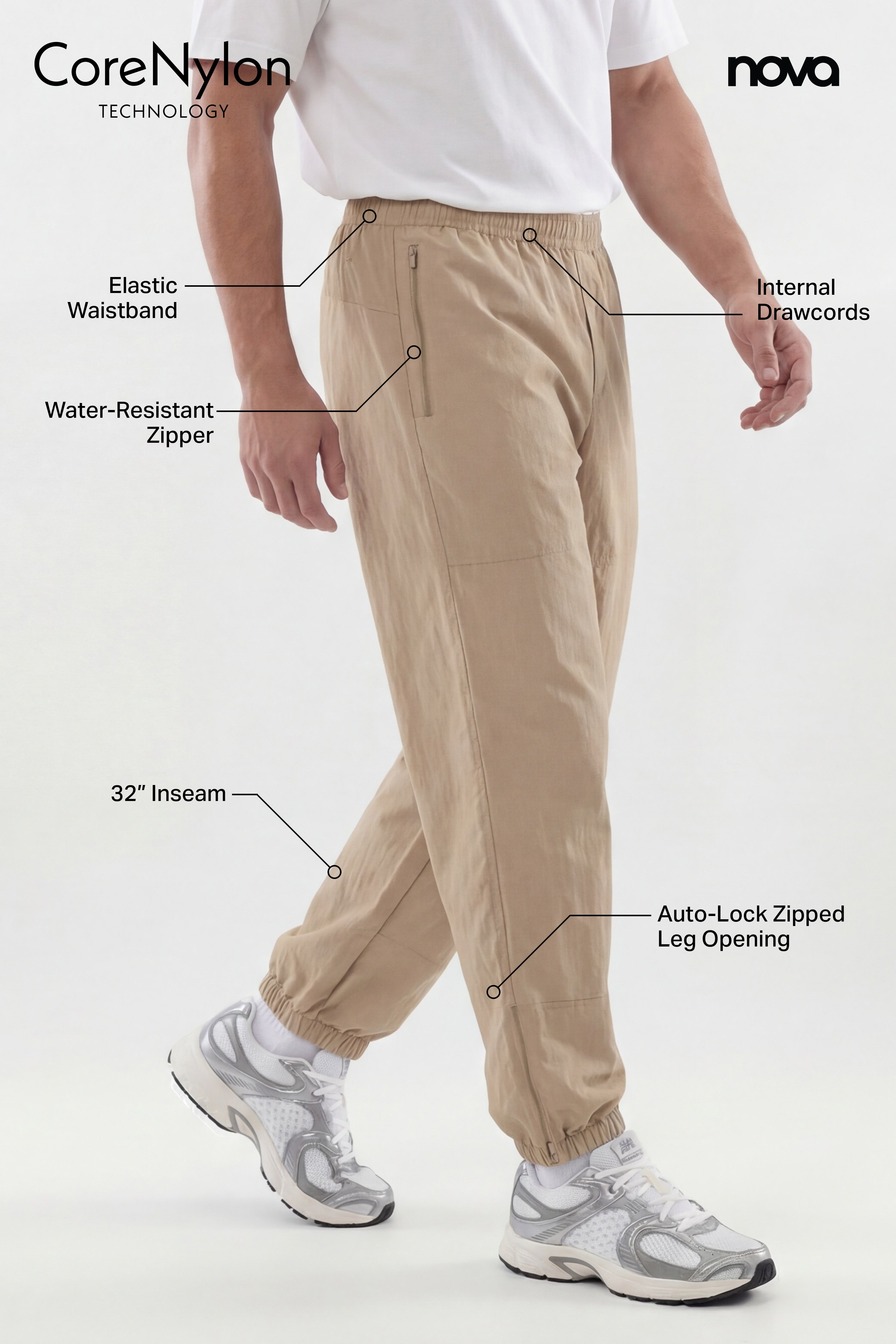 CoreNylon 32″ Track Pant - Taupe image 4