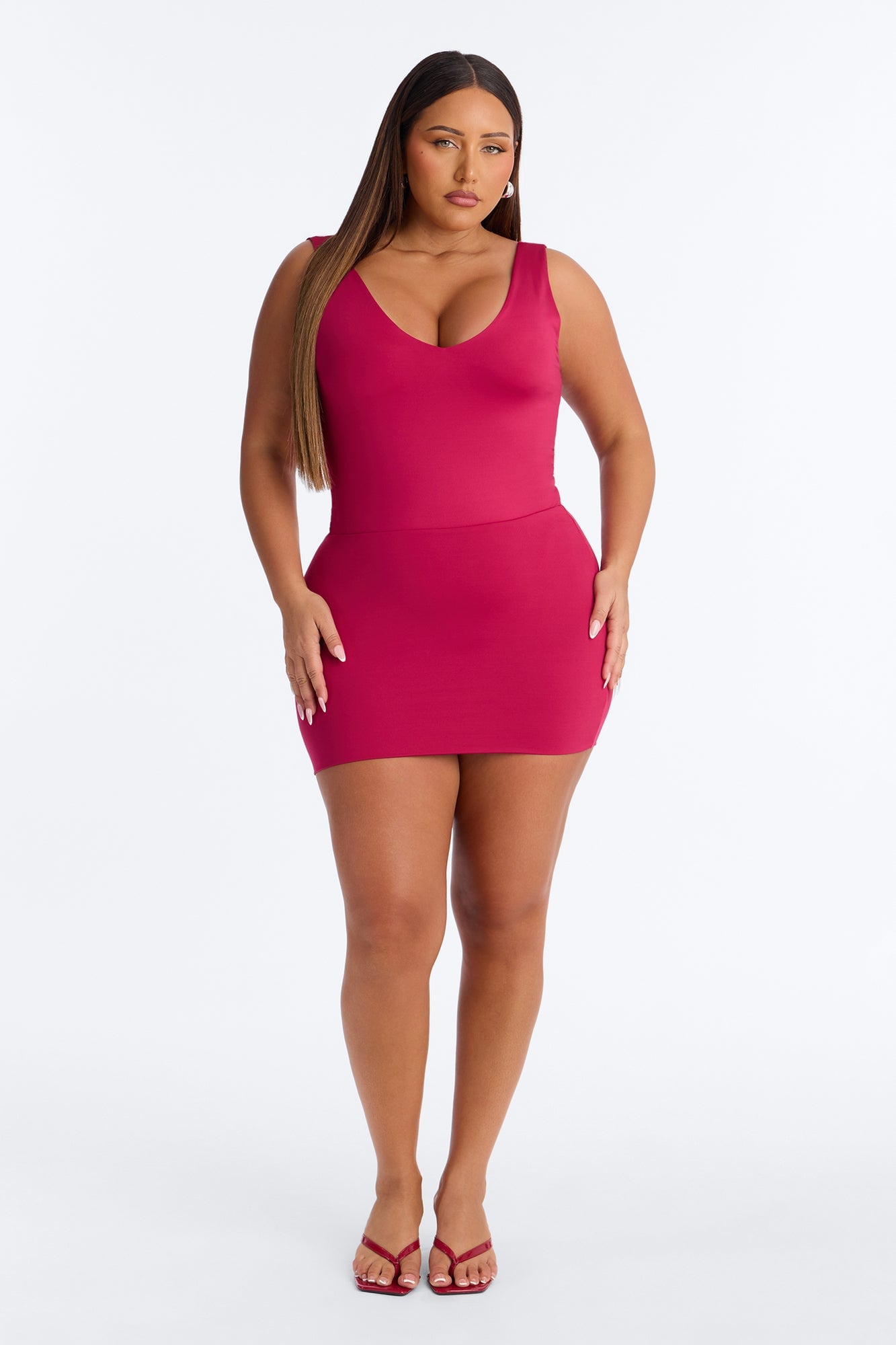Contour Double Lined Mini Skirt - Raspberry image 1