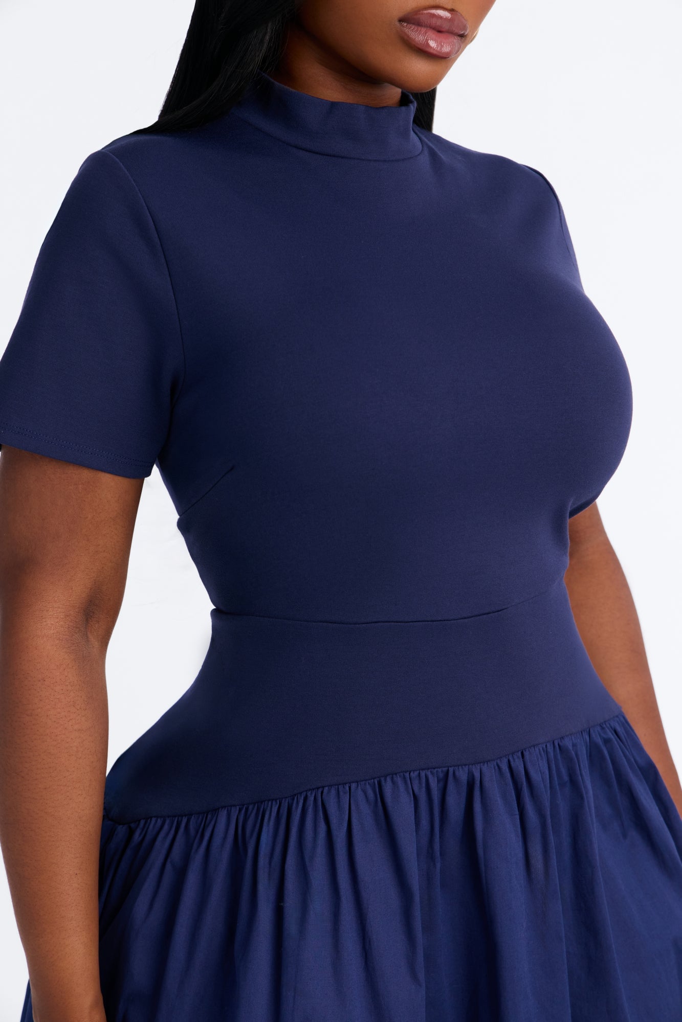 Kennedy Short Sleeve Drop Waist Midi Dress - Navy image 3