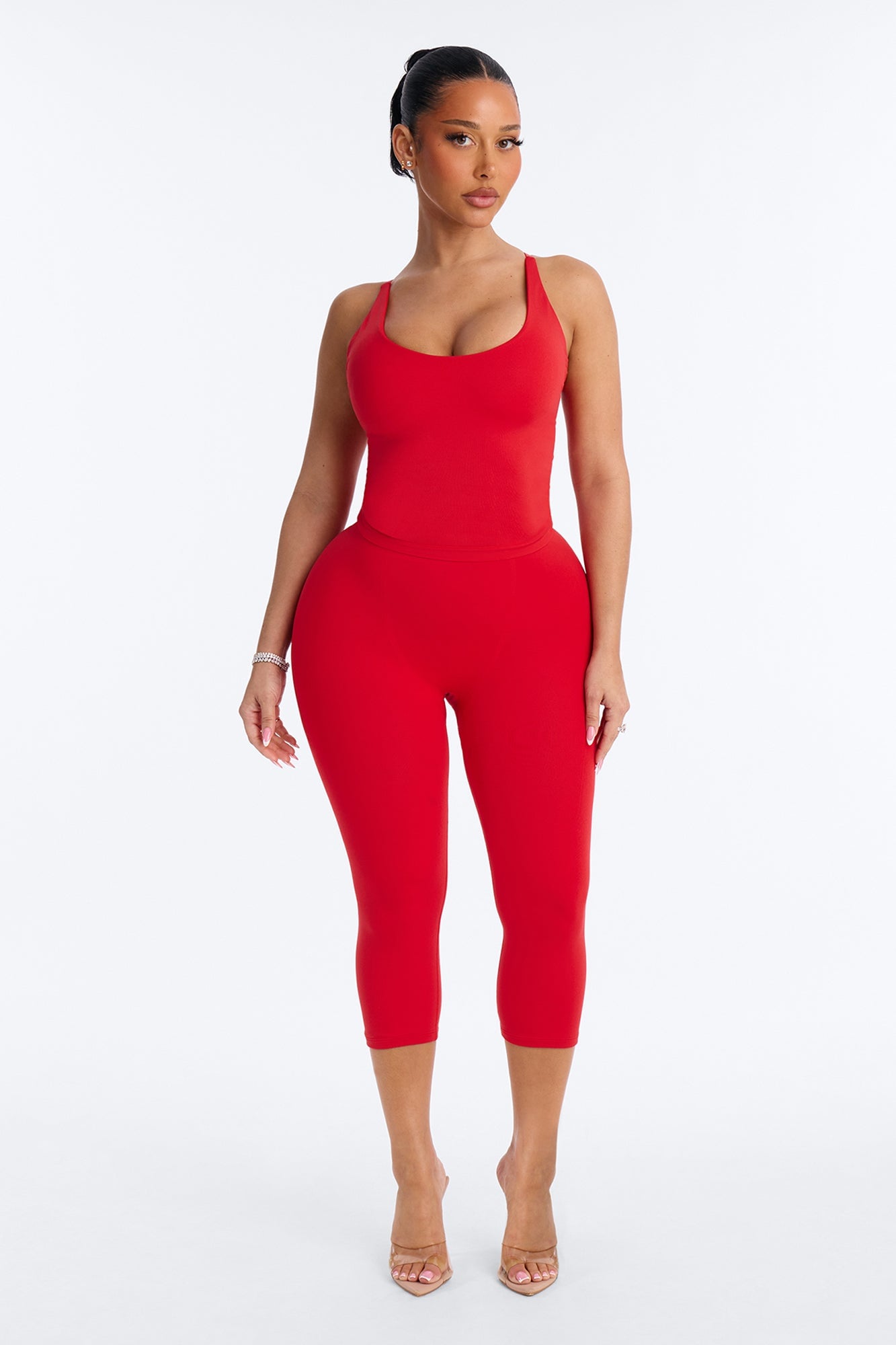 Seamless Smooth Double Lined Scoop Neck Cami Top - DarkRed image 6