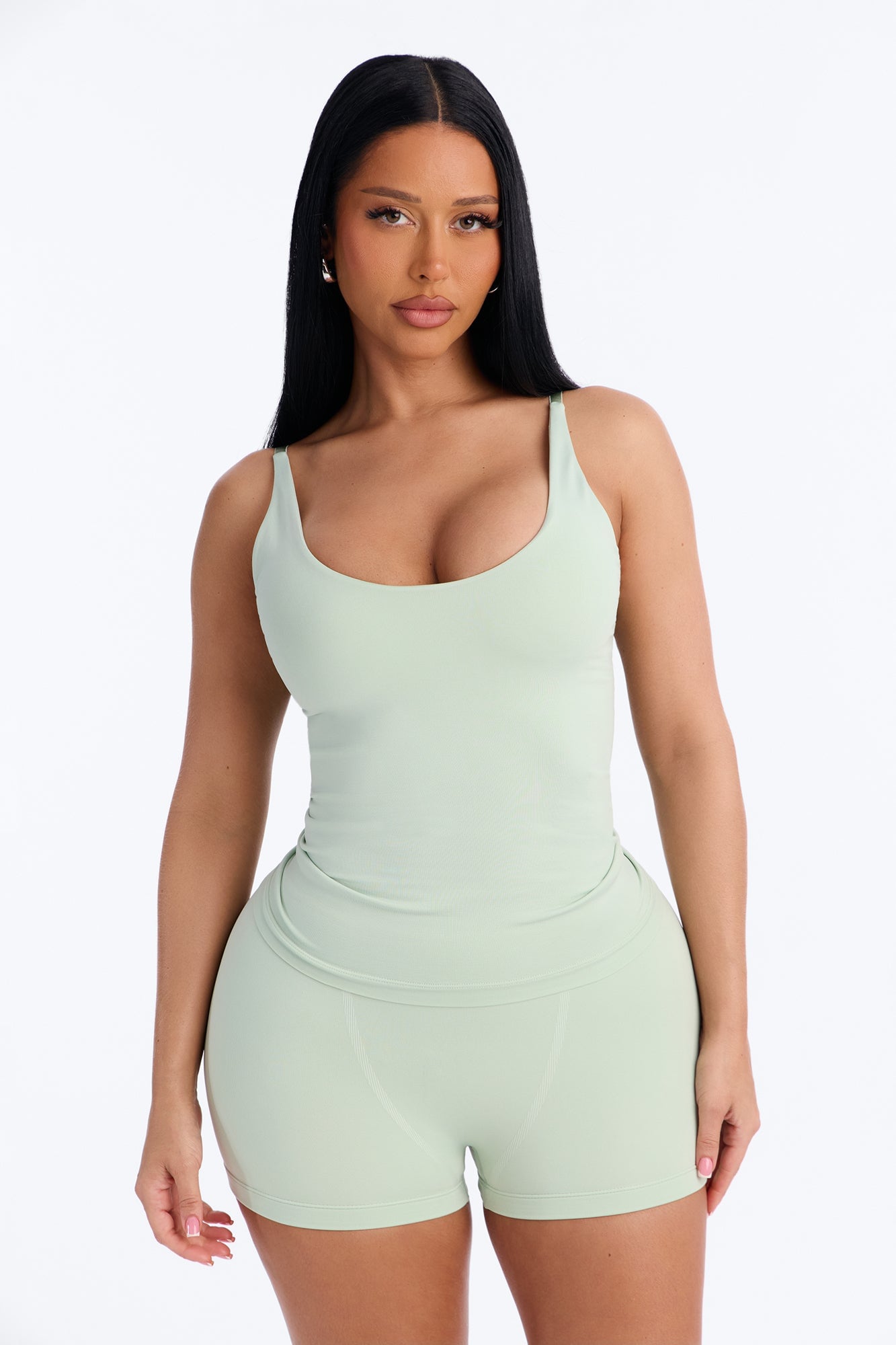 Seamless Smooth Double Lined Scoop Neck Cami Top - Mint image 5
