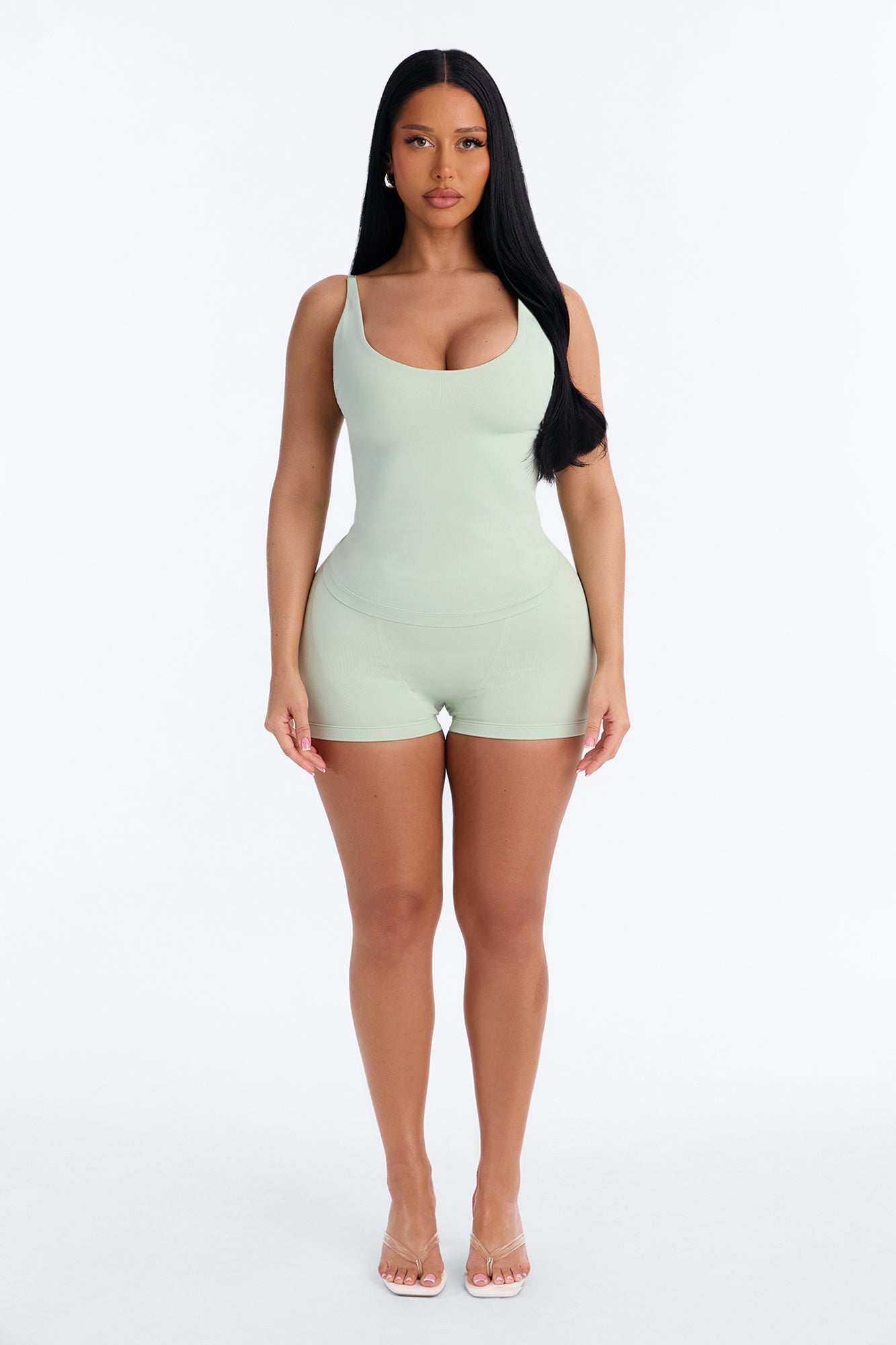 Seamless Smooth Double Lined Scoop Neck Cami Top - Mint image 6