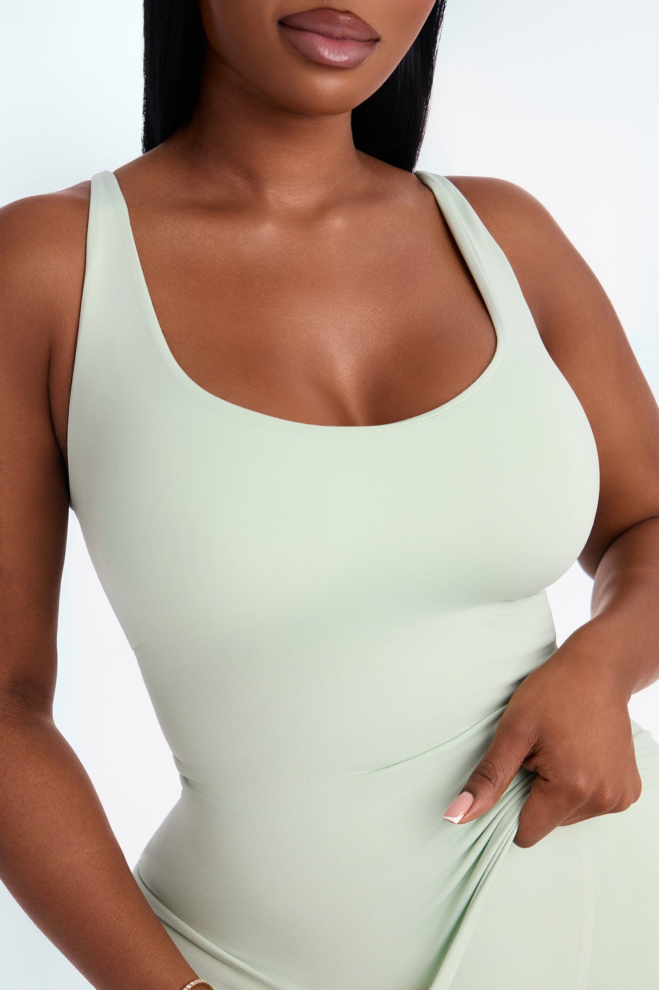 Seamless Smooth Double Lined Scoop Neck Cami Top - Mint image 4