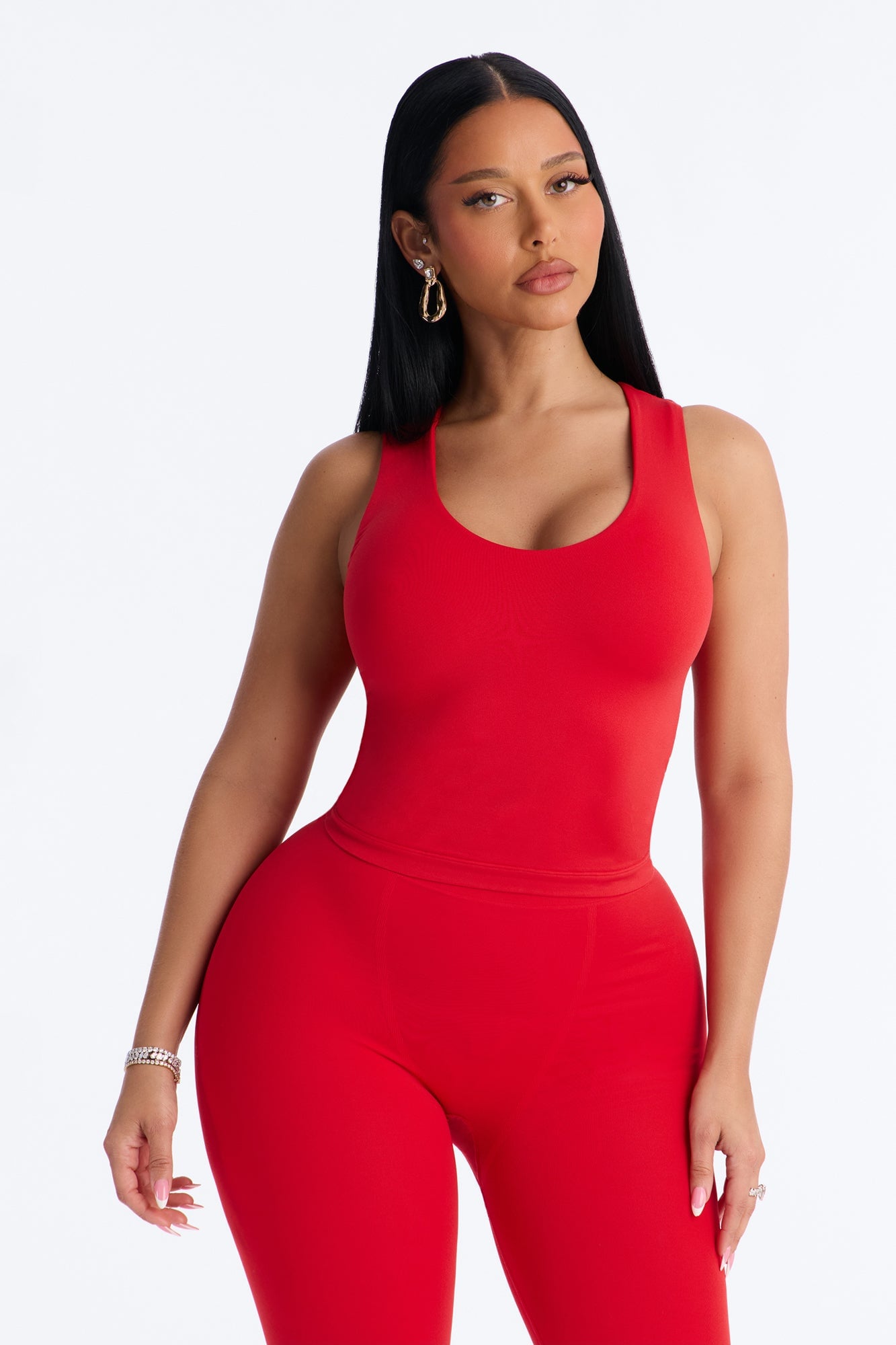 Seamless Smooth Double Lined U Neck Tank Top - DarkRed image 5