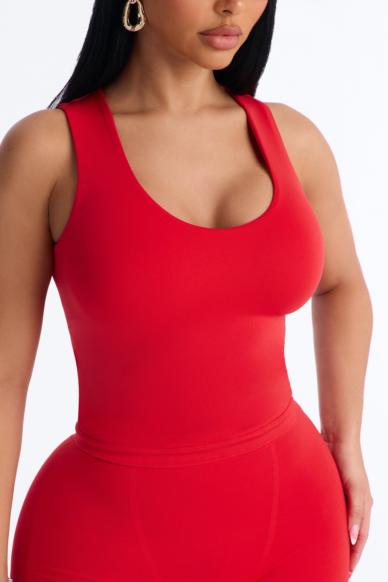 Seamless Smooth Double Lined U Neck Tank Top - DarkRed image 8