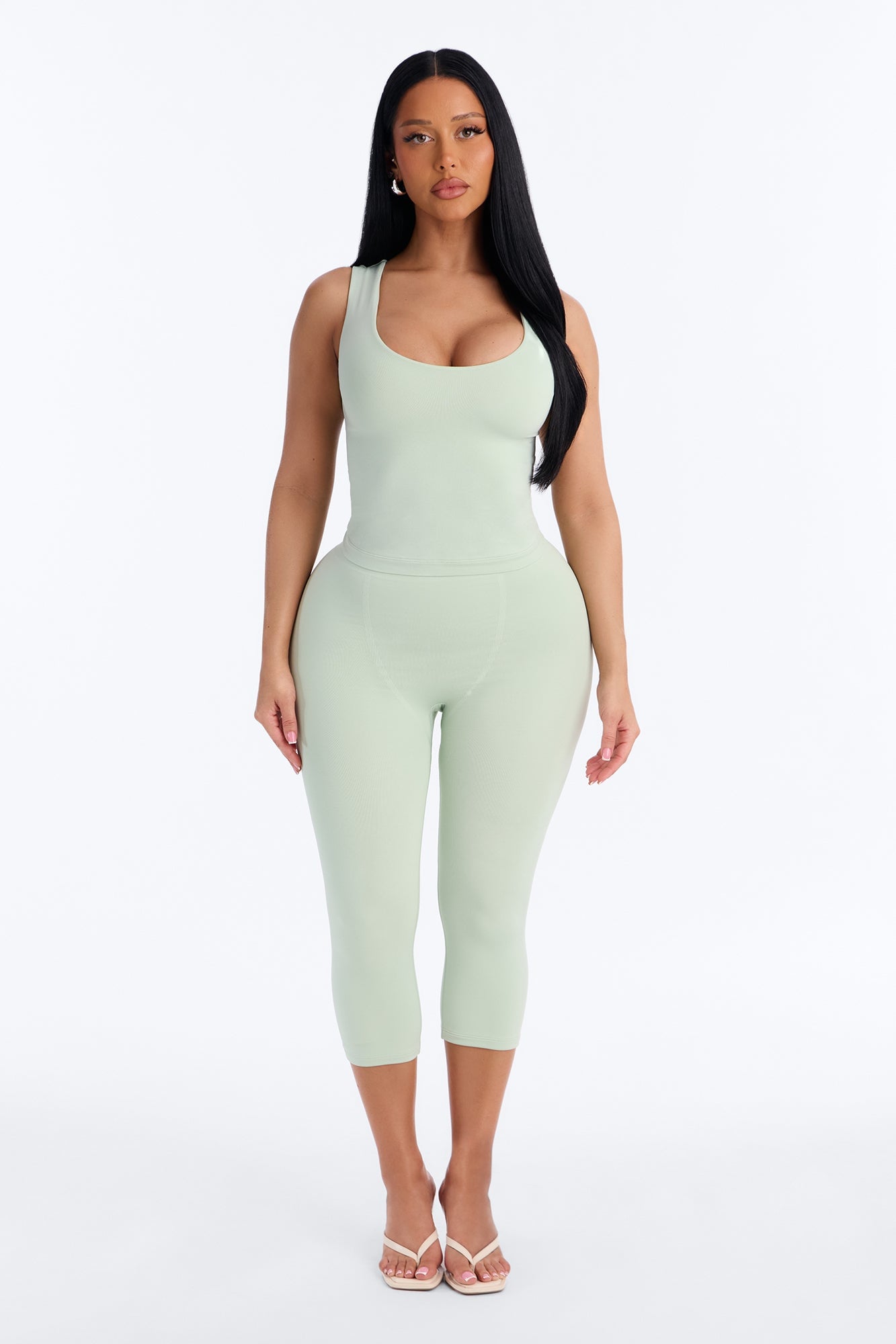 Seamless Smooth Double Lined U Neck Tank Top - Mint image 6