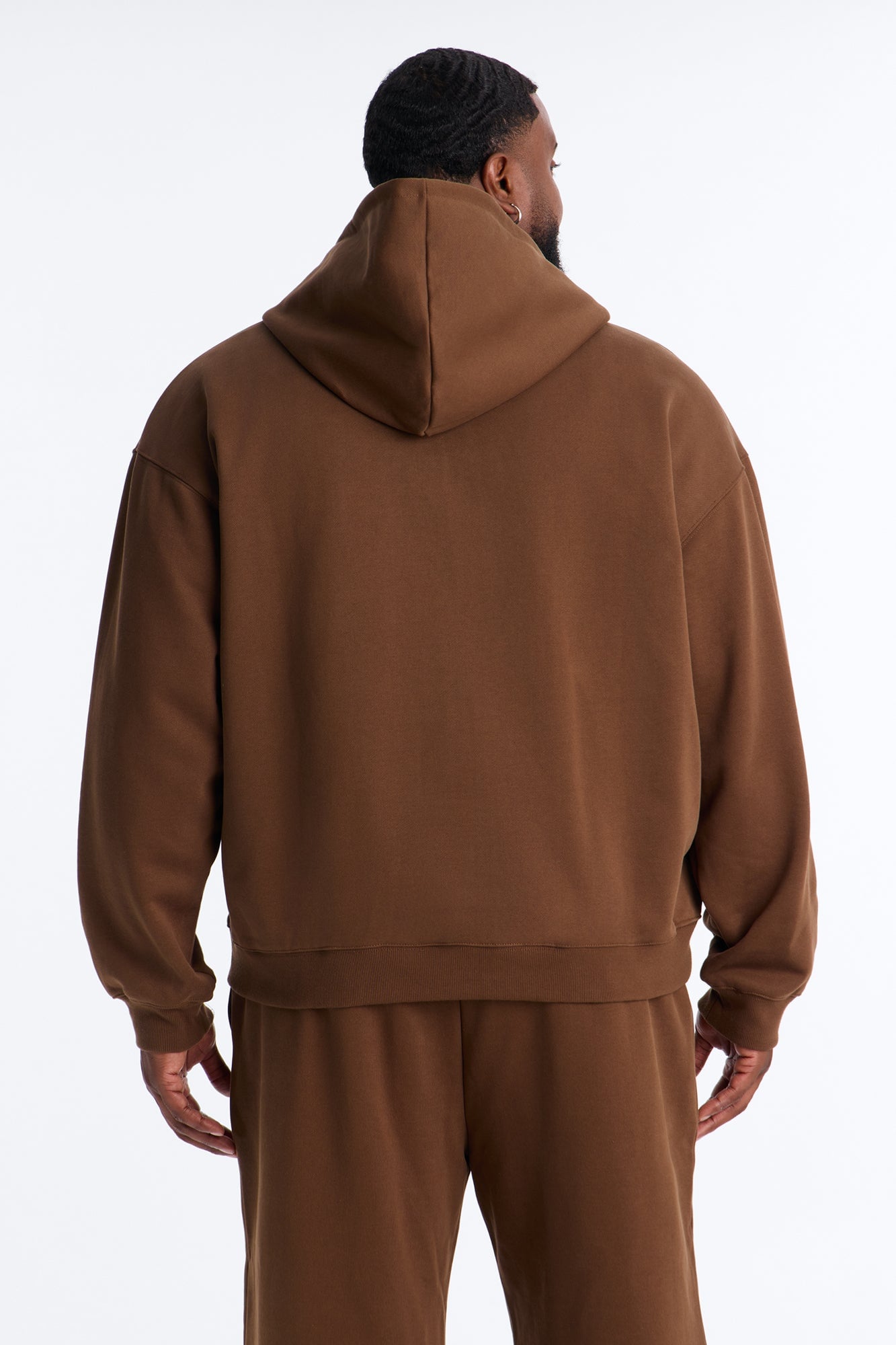 Logan Full Zip Hoodie Fleece Sweatshirt - Brown image 4