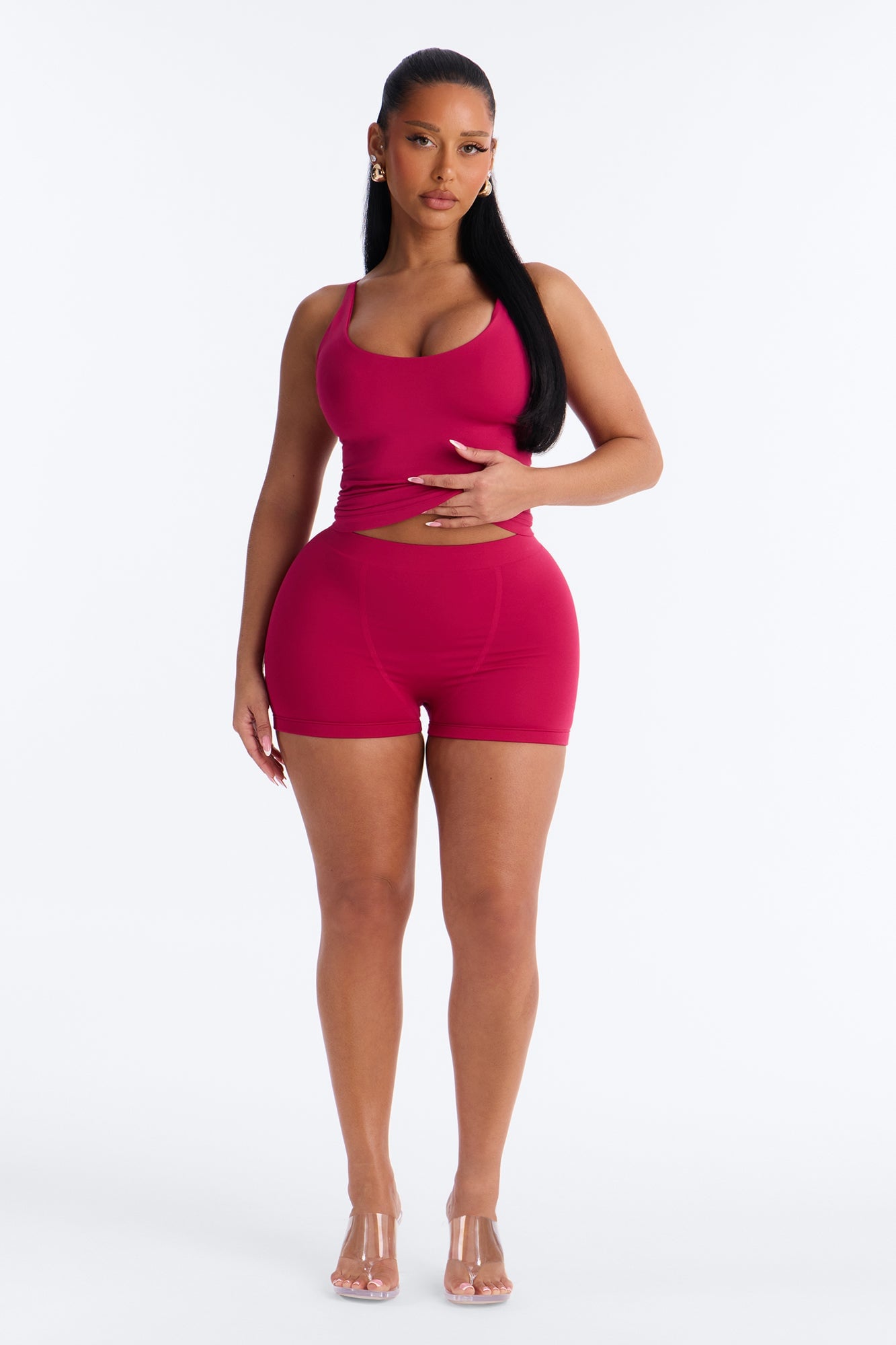 Seamless Smooth Double Lined Micro Hot Short - Raspberry image 6