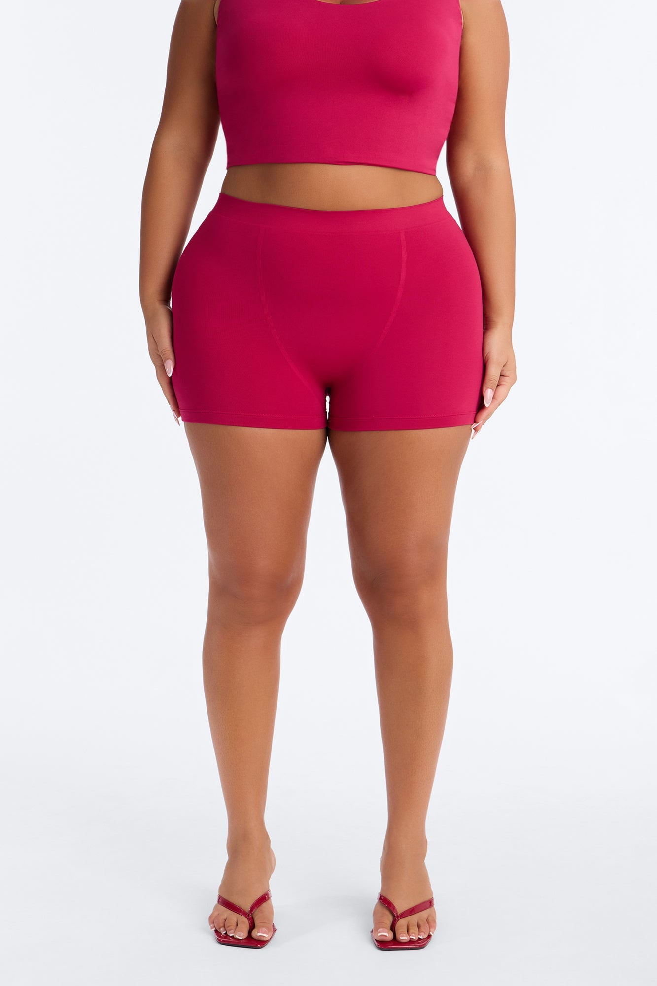 Seamless Smooth Double Lined Micro Hot Short - Raspberry image 1