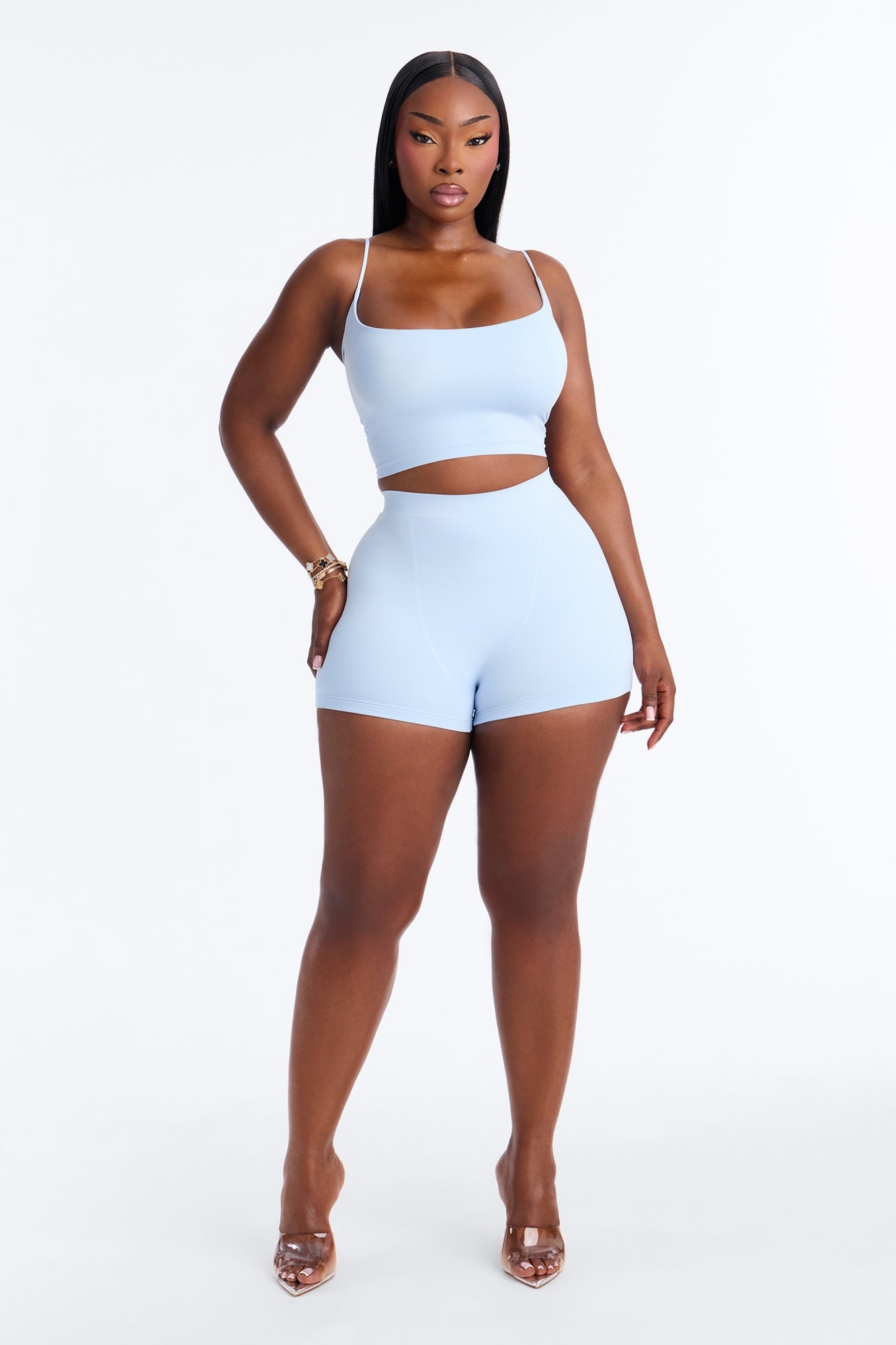 Seamless Smooth Double Lined Micro Hot Short - SkyBlue image 1