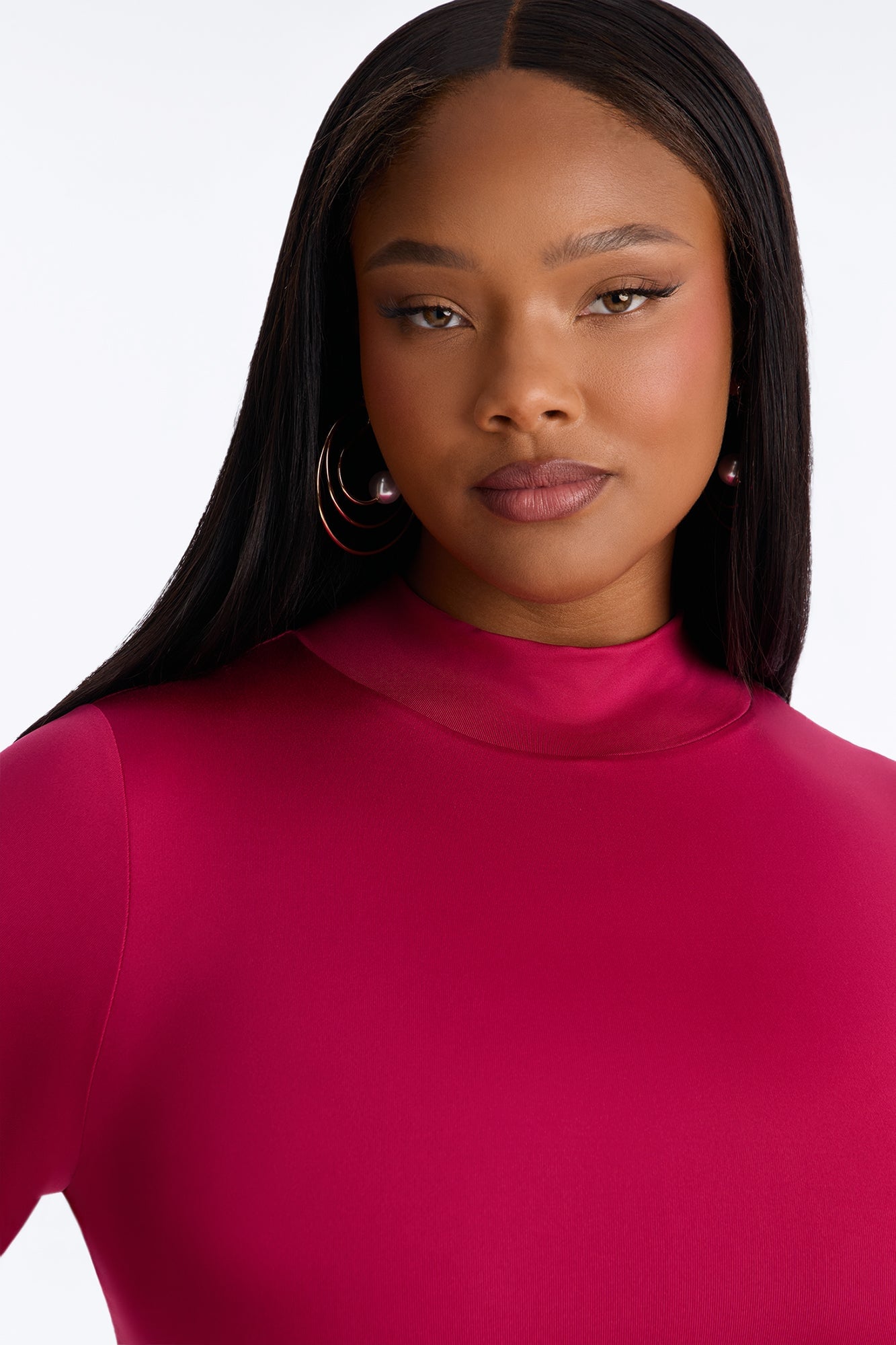 Contour Double Lined Turtle Neck Midi Dress - Raspberry image 4