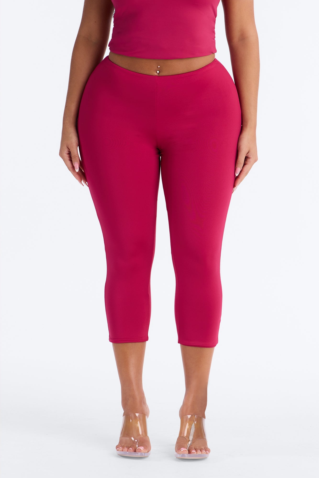 Contour Double Lined Capri Pant - Raspberry image 5