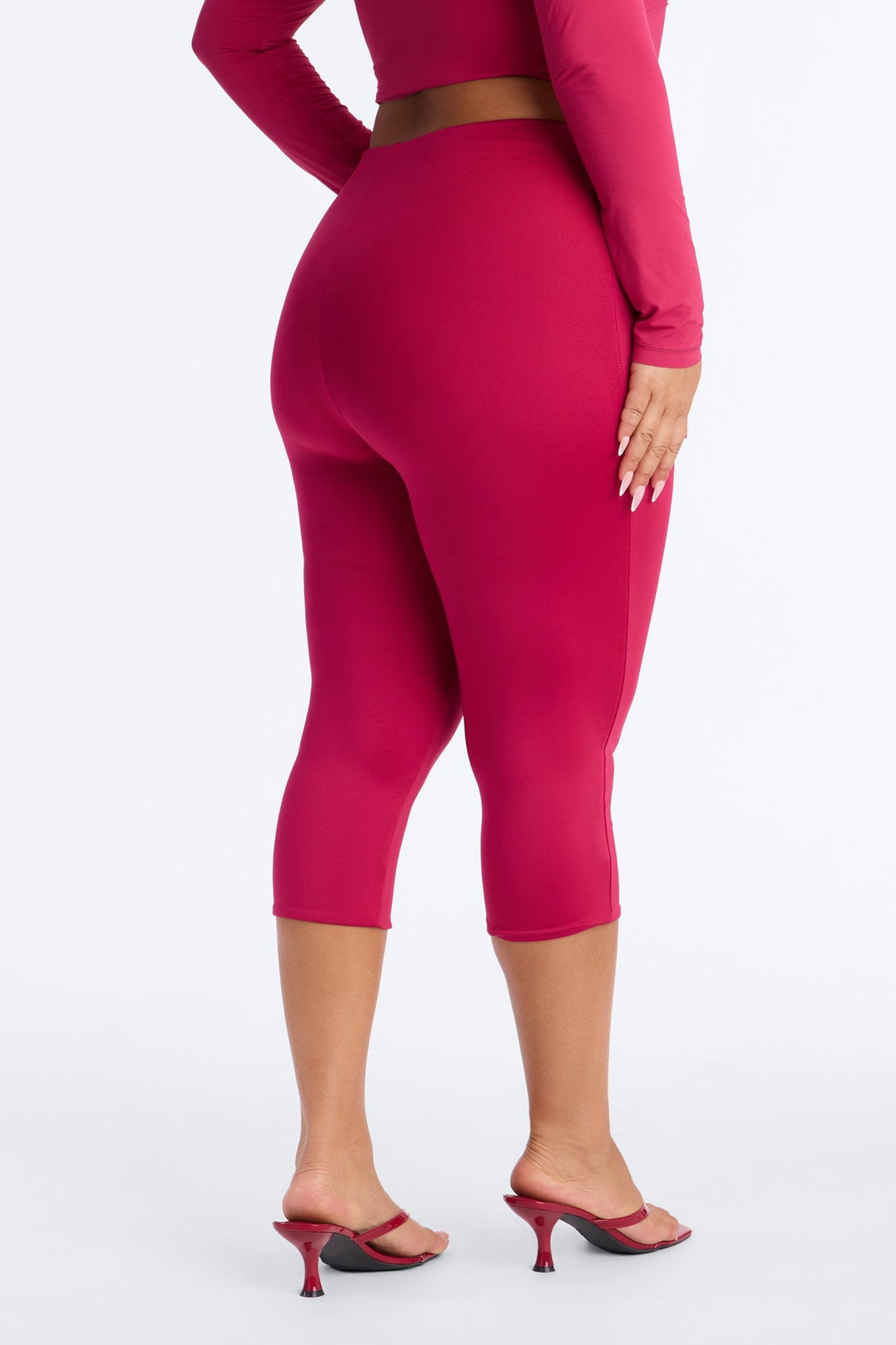 Contour Double Lined Capri Pant - Raspberry image 3