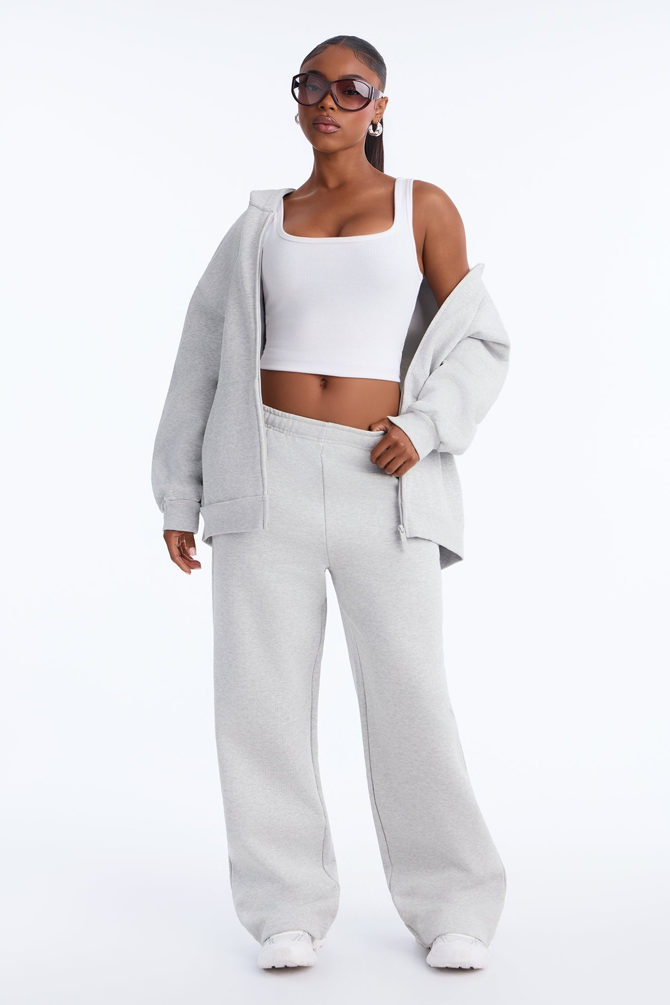 Libby Fleece Straight Leg Sweatpant - Heather Grey image 6
