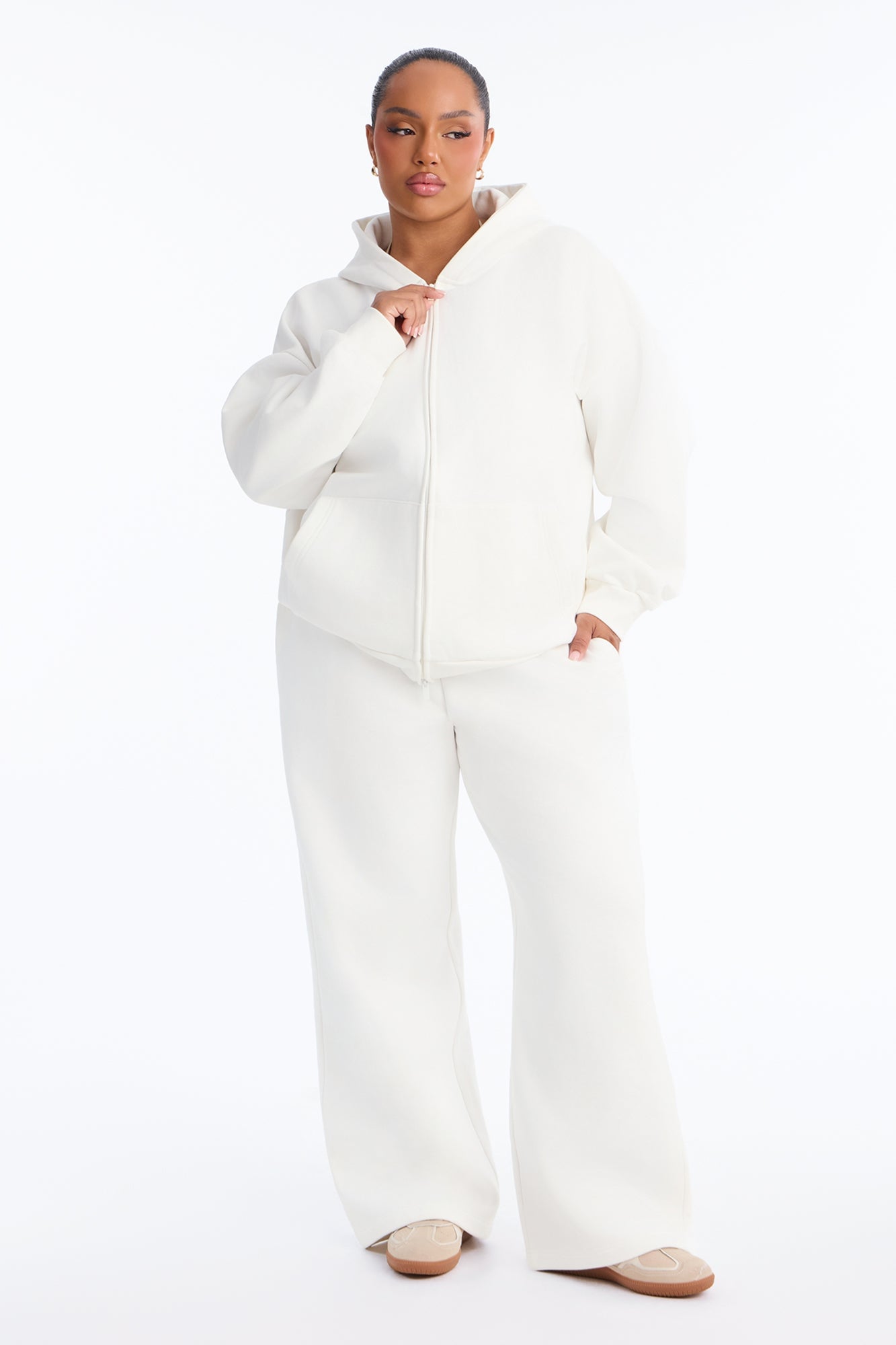 Libby Fleece Straight Leg Sweatpant - White image 1