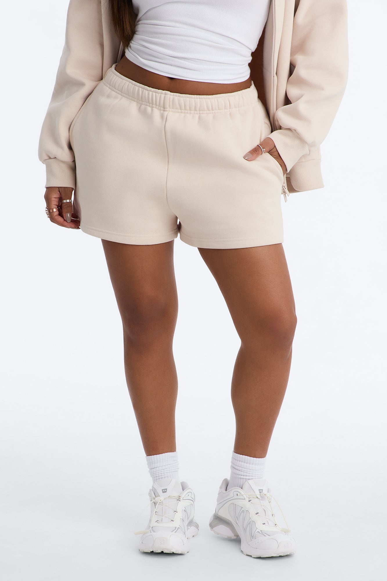 Libby Fleece Sweat Short - Cream image 6