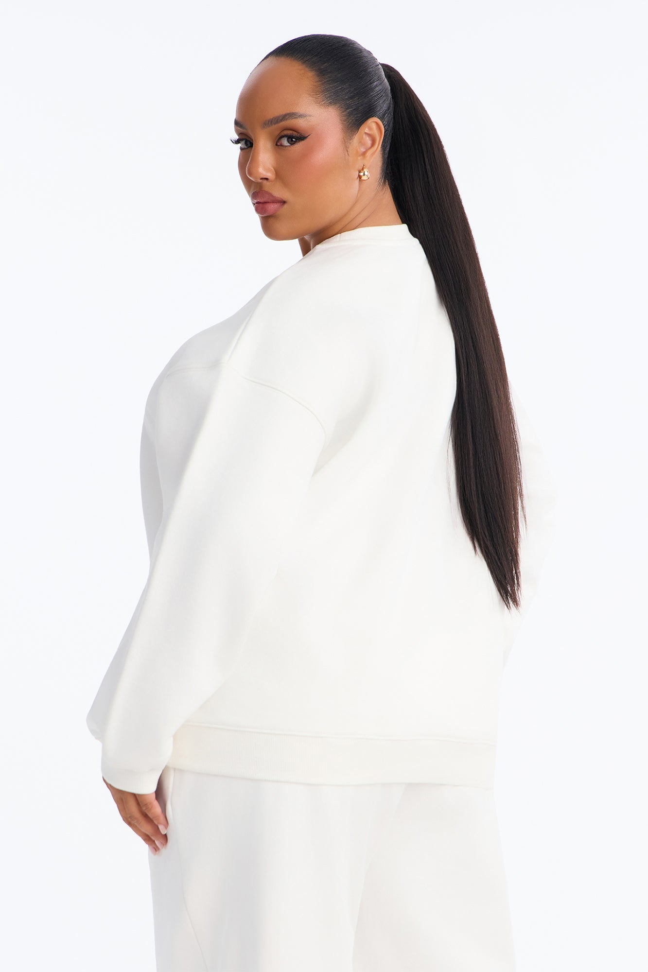 Libby Crew Neck Fleece Sweatshirt - White image 4