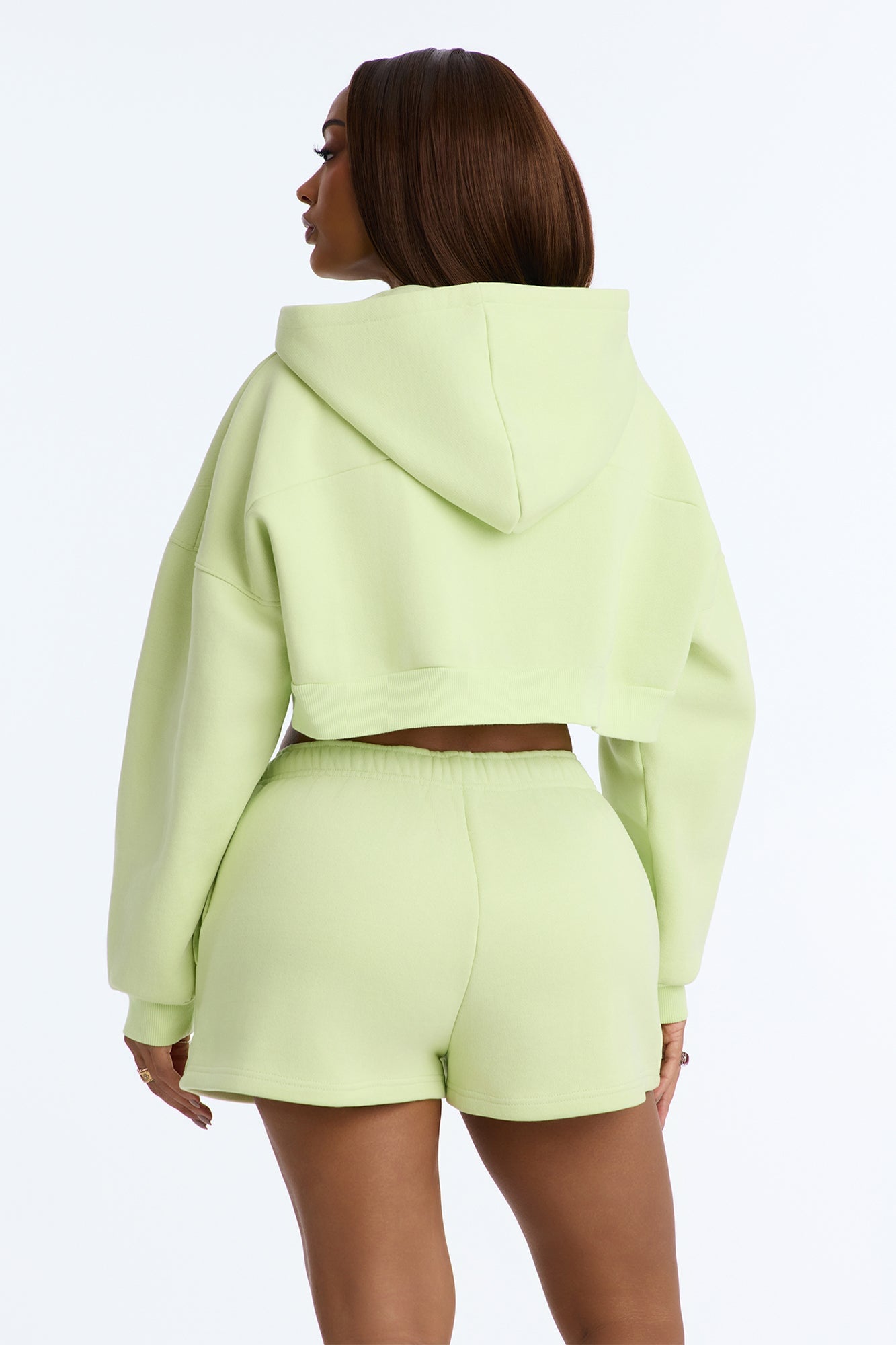 Libby Boxy Crop Zip Hoodie Fleece Sweatshirt - Sage image 8