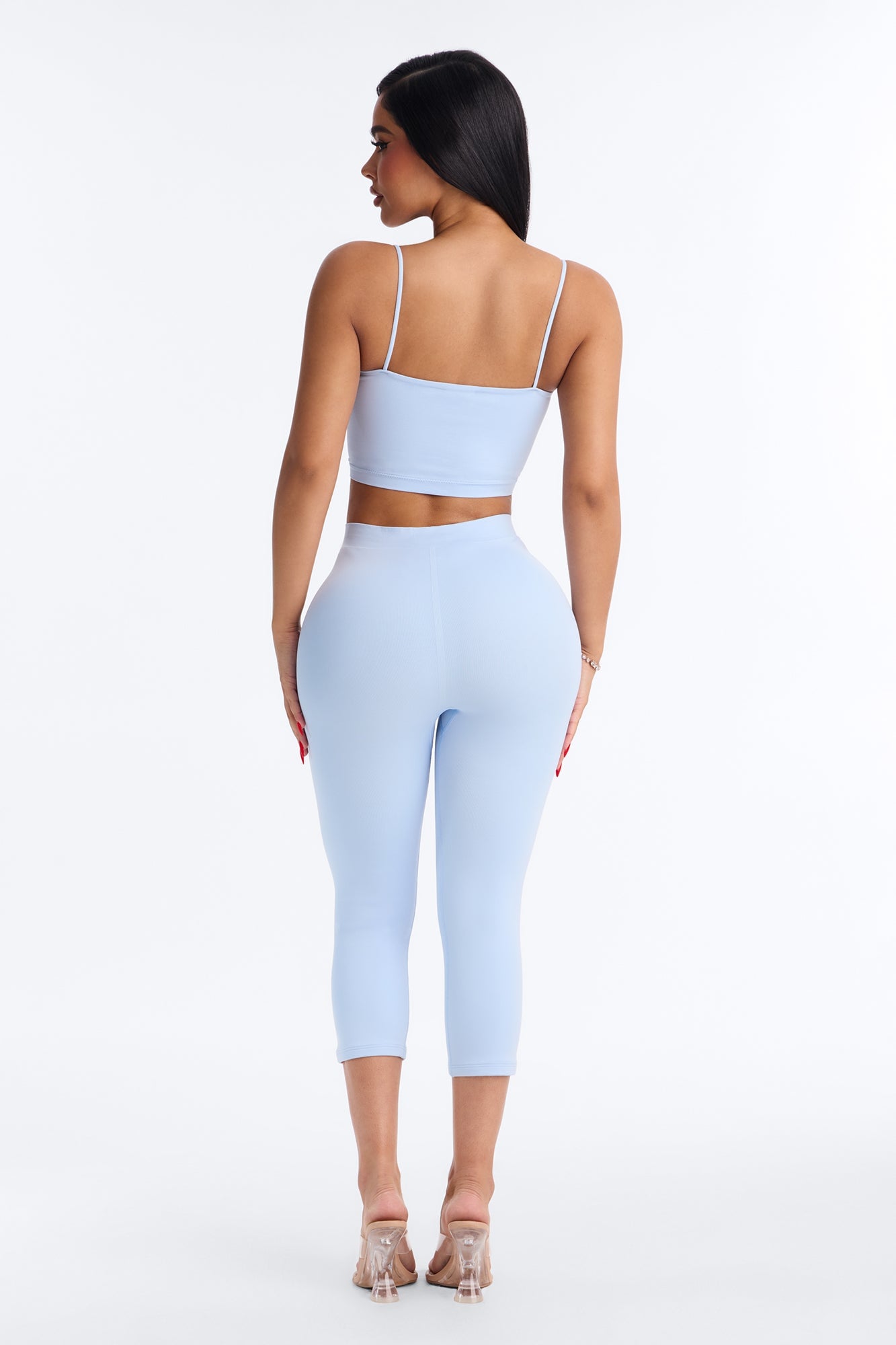 Seamless Smooth Double Lined Capri Pant - SkyBlue image 8