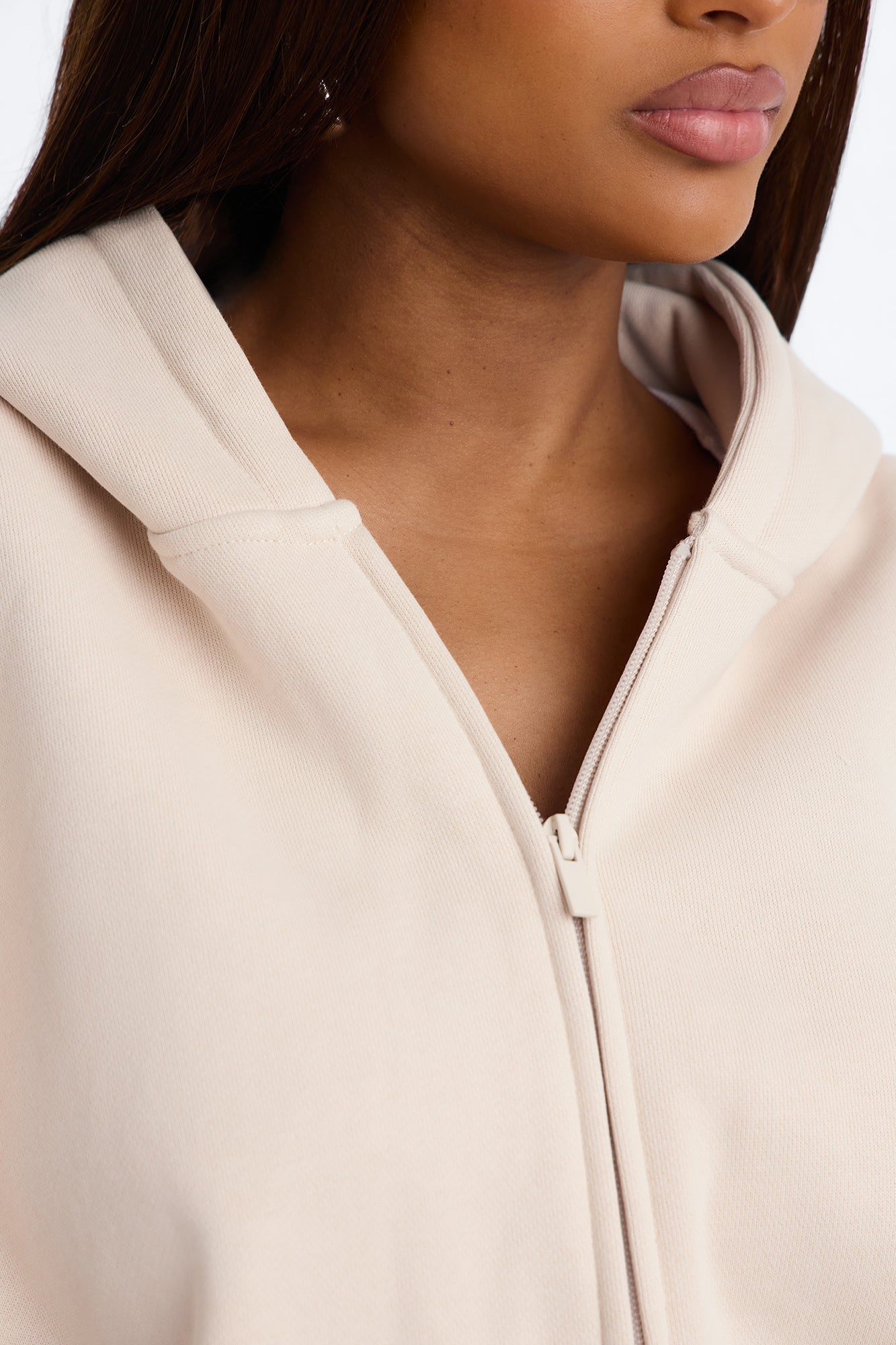Libby Full Zip Hoodie Fleece Sweatshirt - Cream image 7