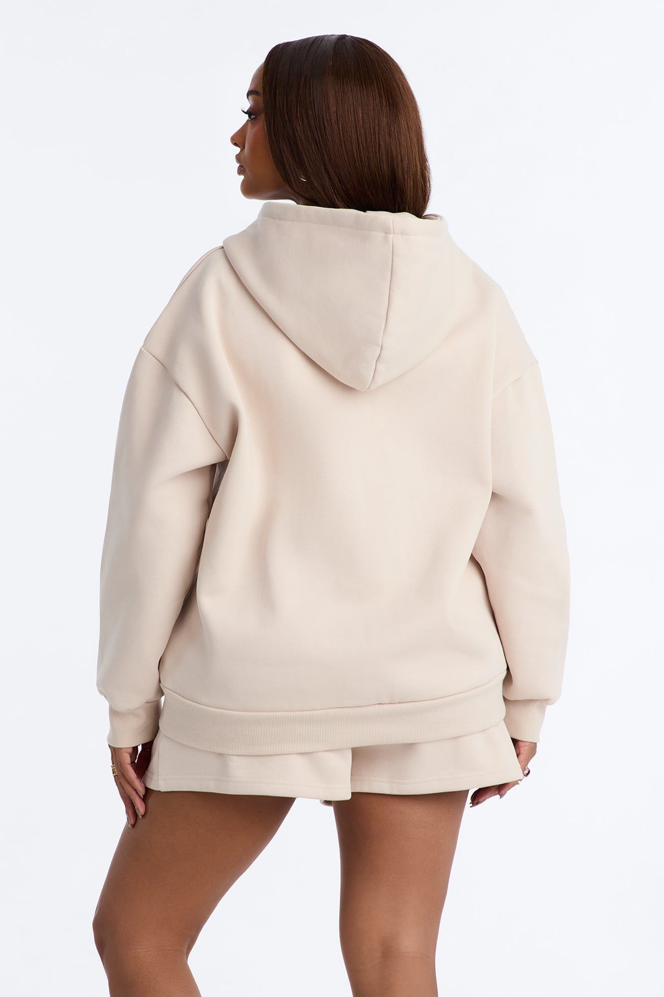 Libby Full Zip Hoodie Fleece Sweatshirt - Cream image 8
